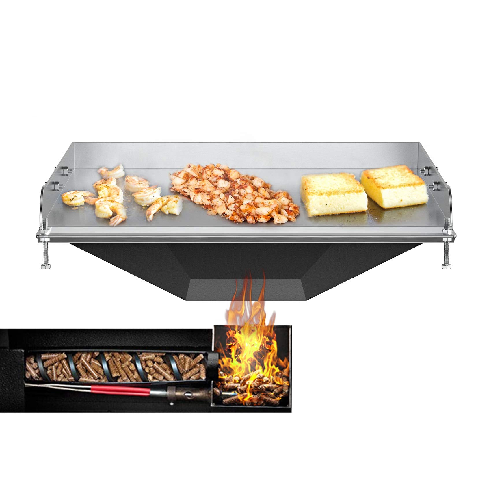 Stanbroil Griddle Hack Griddle Insert for Pellet Grill, 17.5" W x 18.6" D Griddle Attachment for Traeger, Pit Boss, Camp Chef, Green Mountain Grills, Z GRILLS, Smokin Brothers Pellet Grills