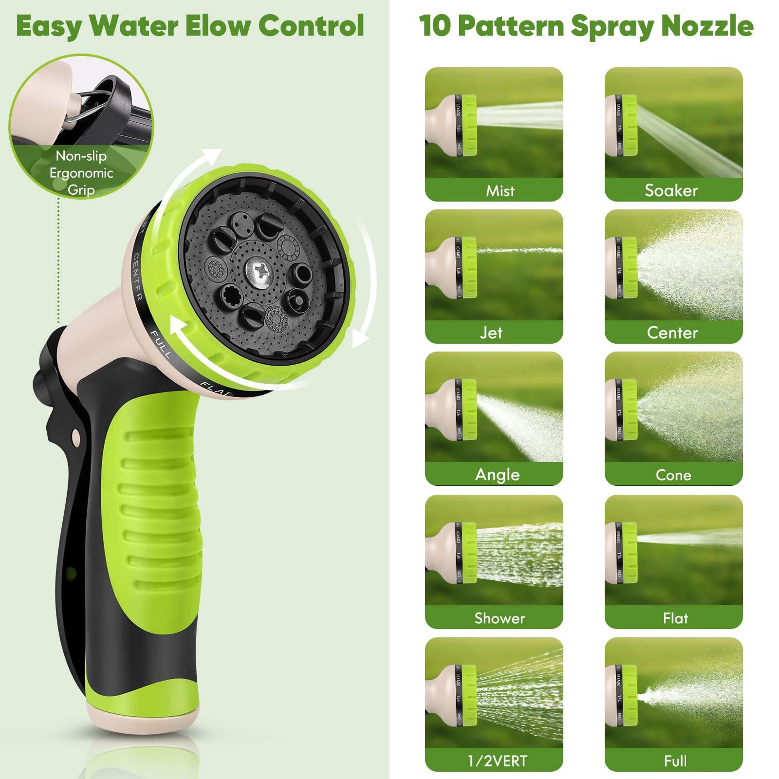 Garden Hose 50 ft, Stainless Steel Water Hose with 10 Function Nozzle Flexible, Heavy Duty, Lightweight, No-Kink, Pet Proof, Puncture Proof Hose Metal for Yard, Outdoor