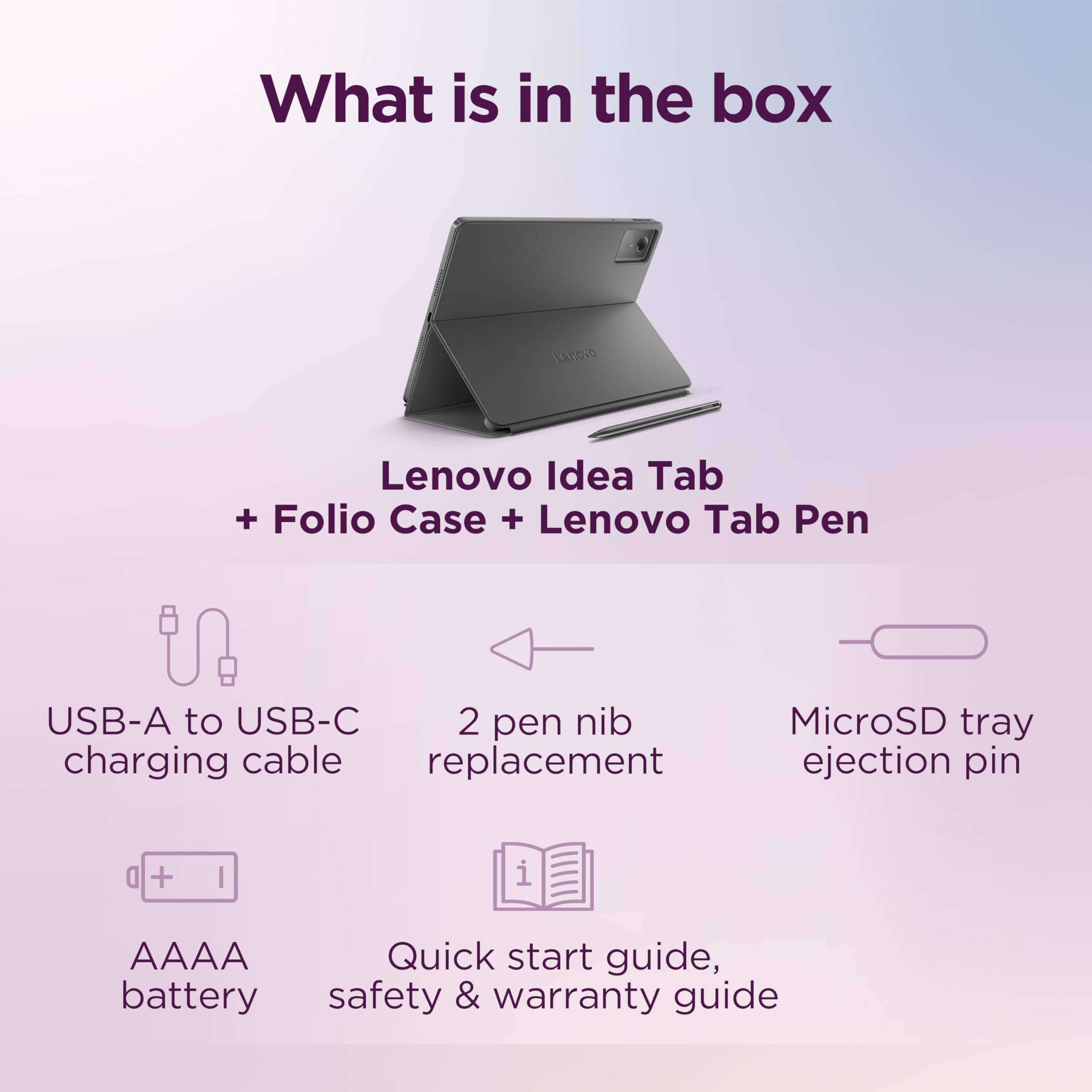 Lenovo Idea Tab - College Tablet - 11″ 2.5K IPS Touchscreen Display - 90Hz - MediaTek Dimensity 6300-8 GB Memory - 256 GB Storage - Integrated Arm Mali-G57 MC2 Tab Pen and Folio Case