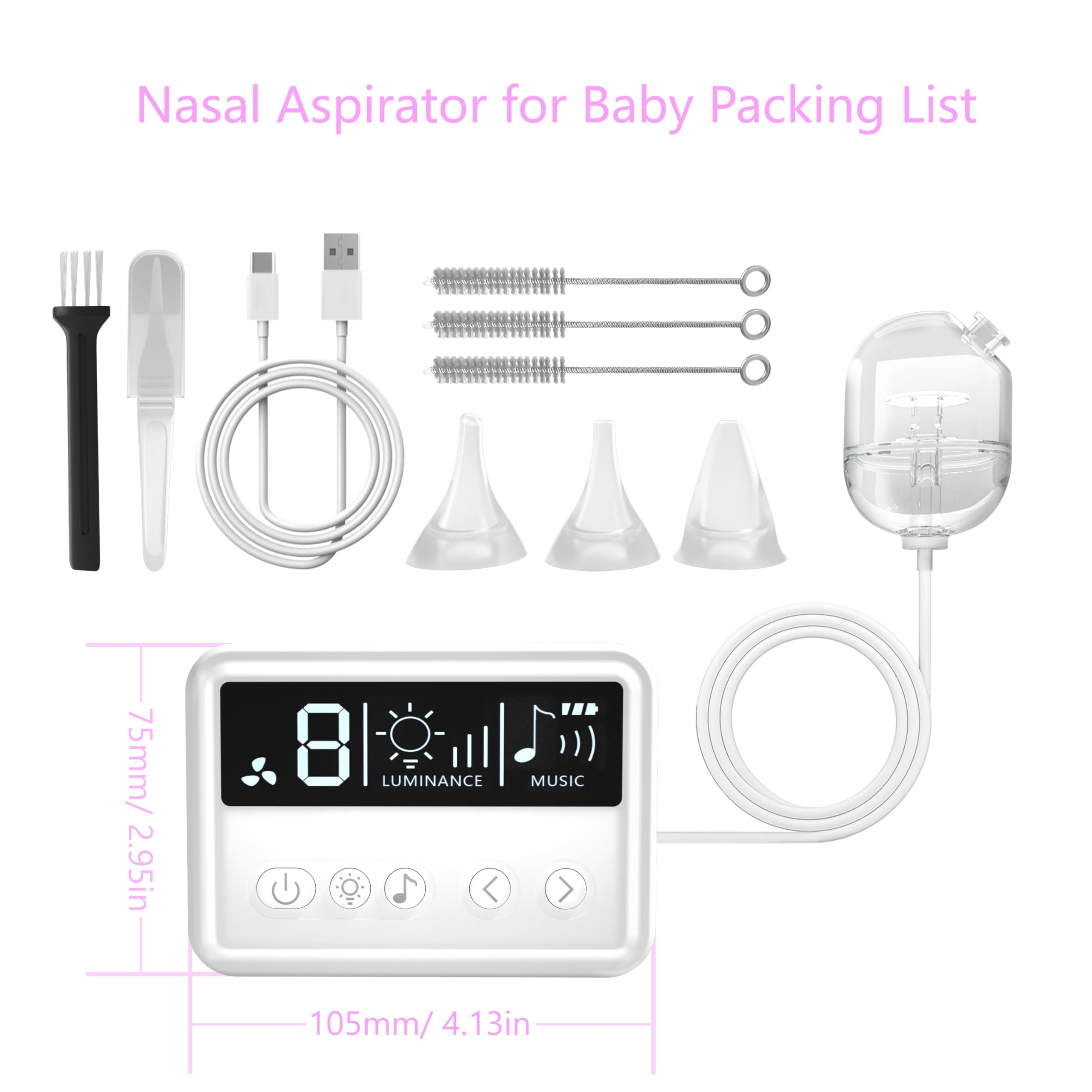 Schxuw Nasal Aspirator for Baby, Babies Toddlers Newborn Essentials, Automatic Nose Cleaner with 3 Silicone Tips, Baby Nose Sucker, Rechargeable with Night Light and Nursery Rhyme