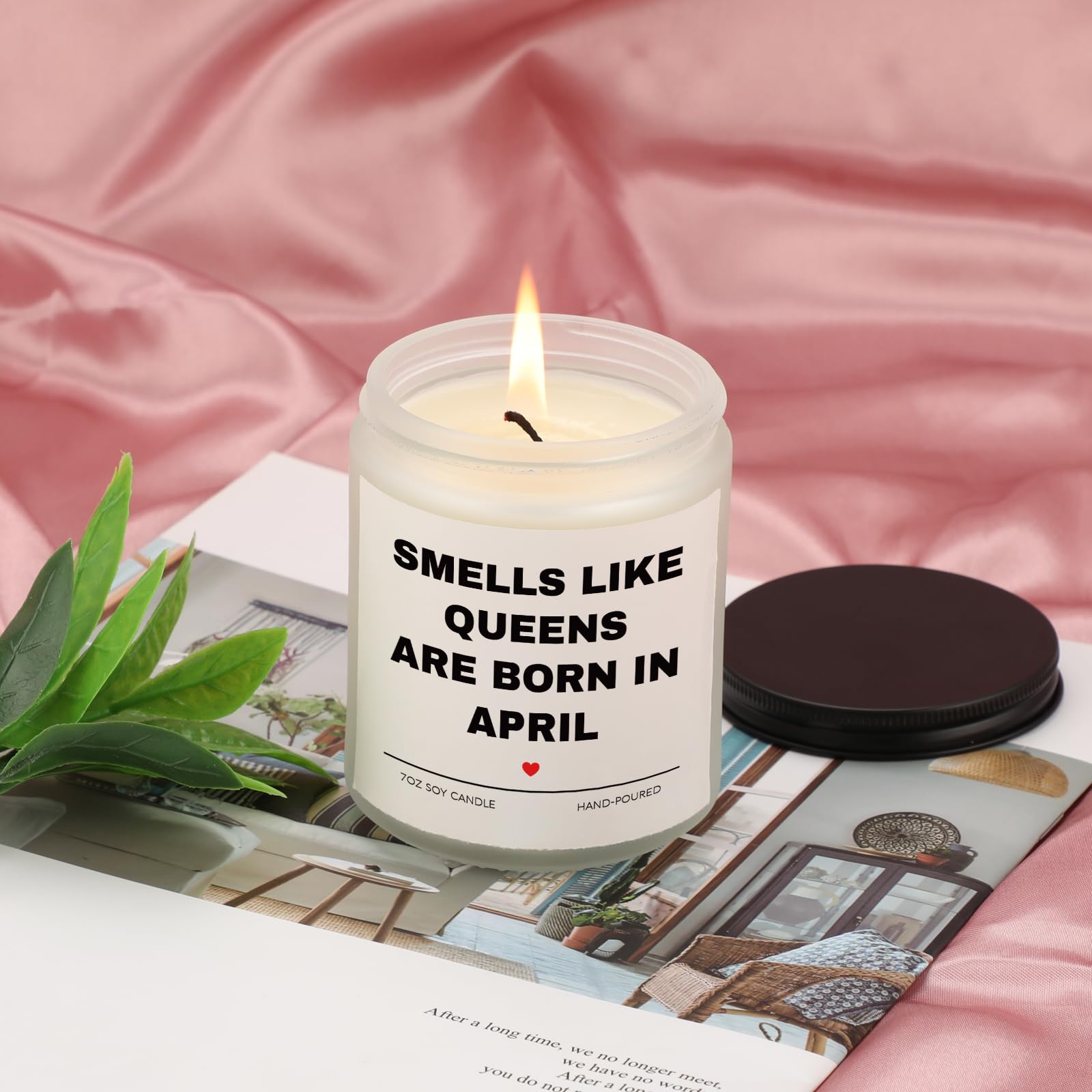 Aremdys Birthday Gifts for Women, April Candle for Queens are Born in April, 30th 40th 50th 60th 70th Happy Bday Gifts Idea for Women Sister Mom Friend from Men Sister Son Friends, 7OZ Scented Candle