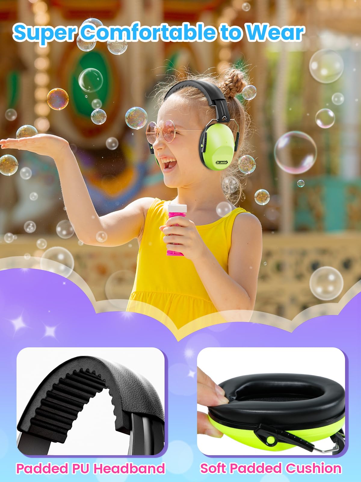 Dr.meter Ear Muffs for Noise Reduction: 27.4SNR Noise Cancelling Headphones for Kids Adults, EM100 Adjustable Hearing Protection Earmuffs for Monster Jam, Autism Sensory, Concerts, Fireworks