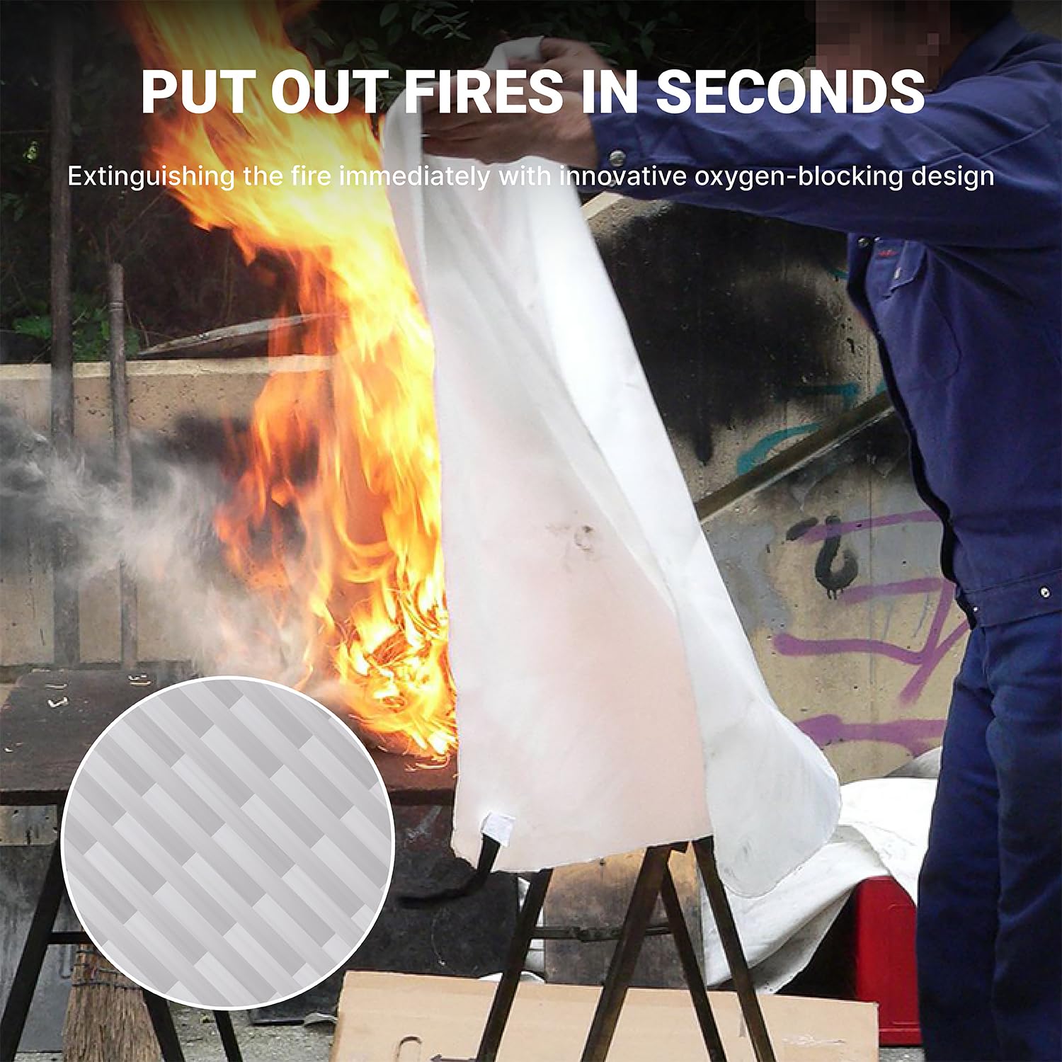 Lancryen Emergency Fire Blanket, Fire Extinguisher Blanket, Fire Suppression Blanket, Flame Retardant Towel Fire Safety Cloth for Home, Kitchen, School, Grill, Car, Office, Warehouse(40” x 40”)