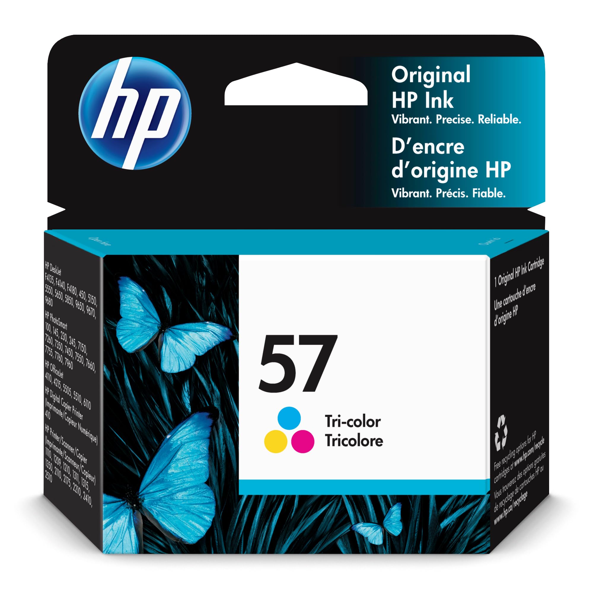 HP 57 Tri-color Ink Cartridge | Works with DeskJet F4100, 450, 5000, 9600; PhotoSmart 100, 200, 7000; OfficeJet 4000, 5500, 6110; Digital Copier Printer 410; PSC 1000, 2000 Series | C6657AN