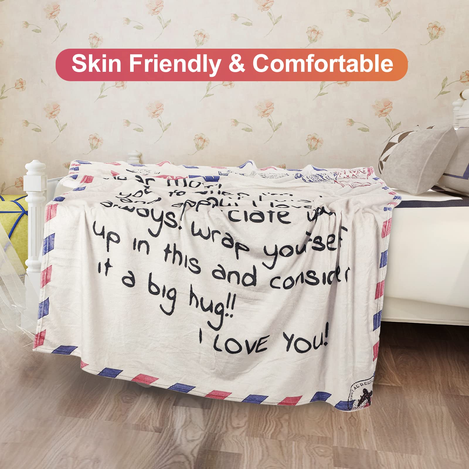 VETEBLE Best Gifts for Mom for Birthday, Mothers Day, Christmas, Super Soft, Warm & Comfy Dear Mom Throw Blanket Gift from Daughter Son, 70 x 55