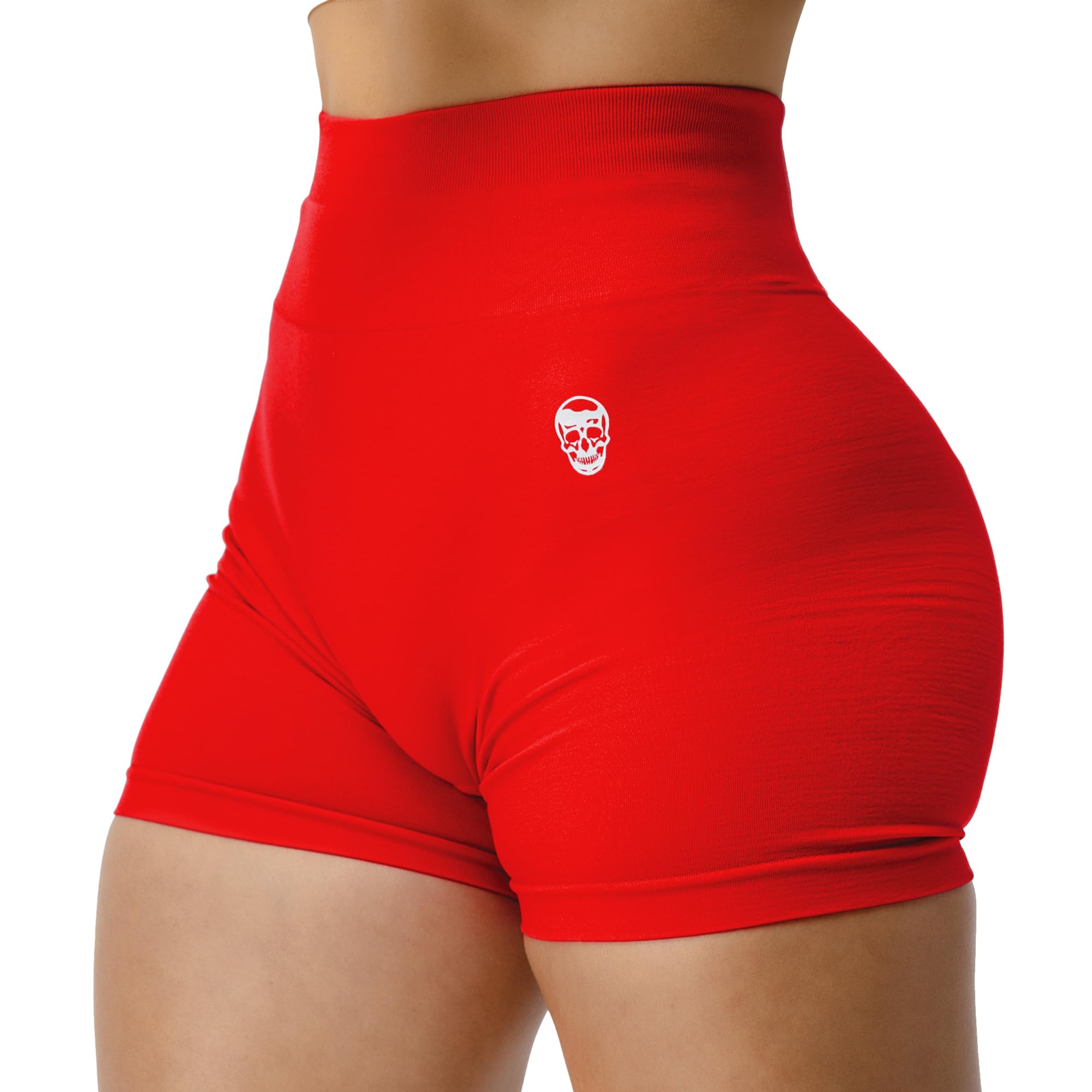 Gymreapers Seamless Shorts Infinity High Waist Biker Workout Scrunch Shorts for Women Athletic Gym Running Pilates Yoga Sport Short (Carolina Reaper)