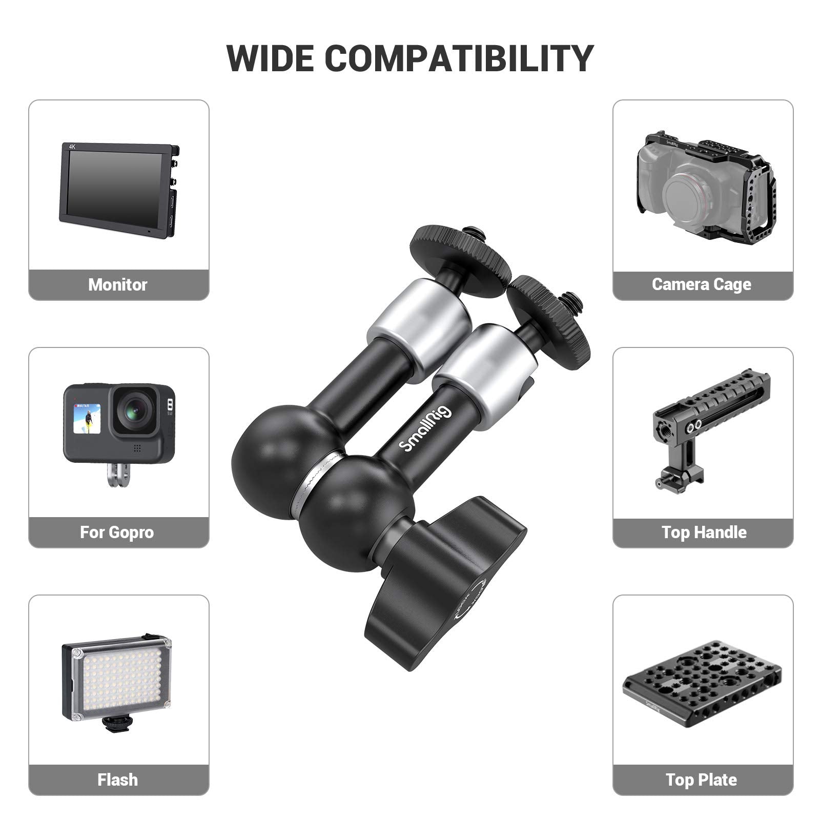 SmallRig 5.5 Inches Adjustable Friction Articulating Magic Arm, with Both 1/4" Screw for LCD Monitor/LED Lights