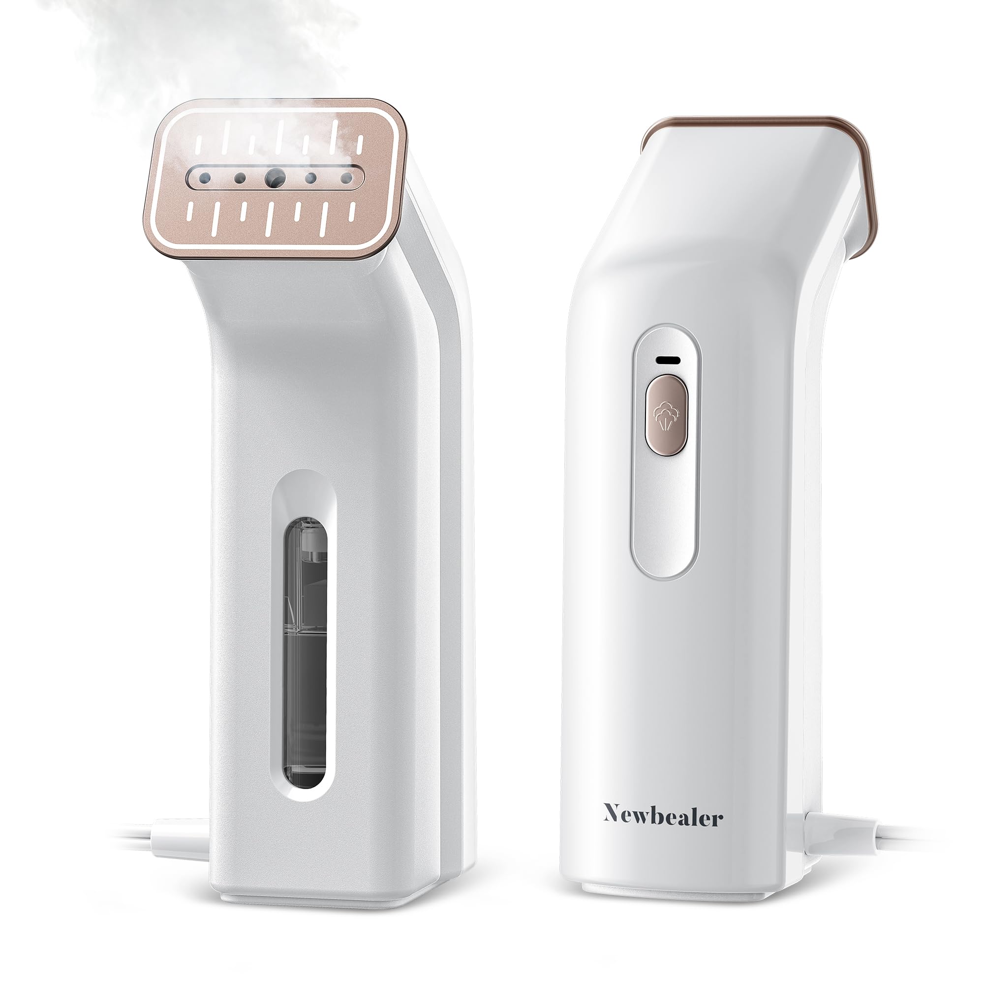Newbealer Steamer for Clothes, Portable Steam Iron, Horizontal & Vertical Steaming, Dry Ironing, Non-Stick Ceramic Soleplate, 170ml Garment Wrinkle Remover, Auto-off, 1.2lbs Lightly (120V Only)
