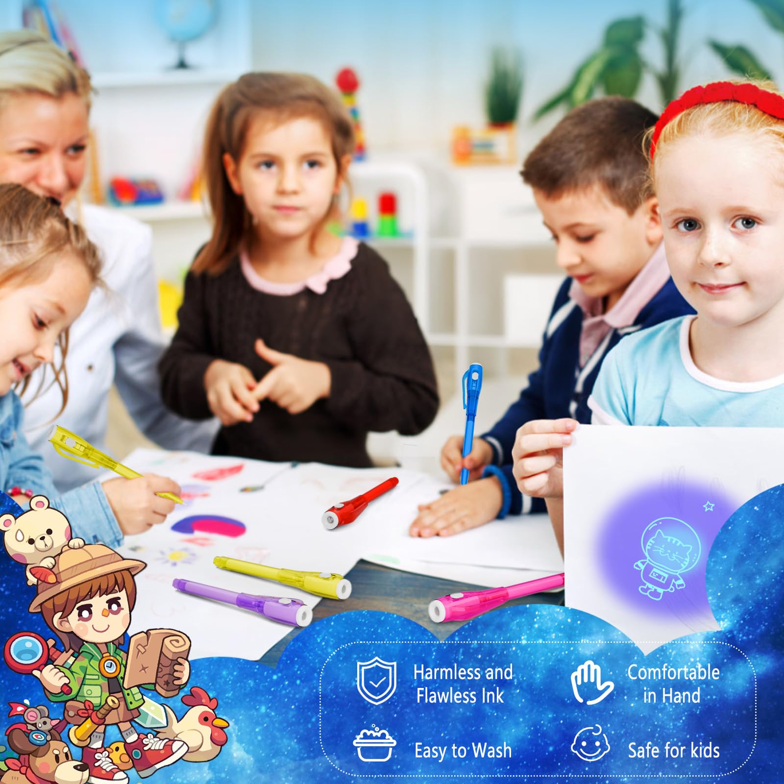 Invisible Ink Pen Spy Game for Kids, Party Favors Toys for Girls Boys, Magic Markers for Boys Girls Fun Outdoor Toys, Birthday Christmas Gift for 6-13 Year Old Girls Boys (14PCS+Black Notebooks)