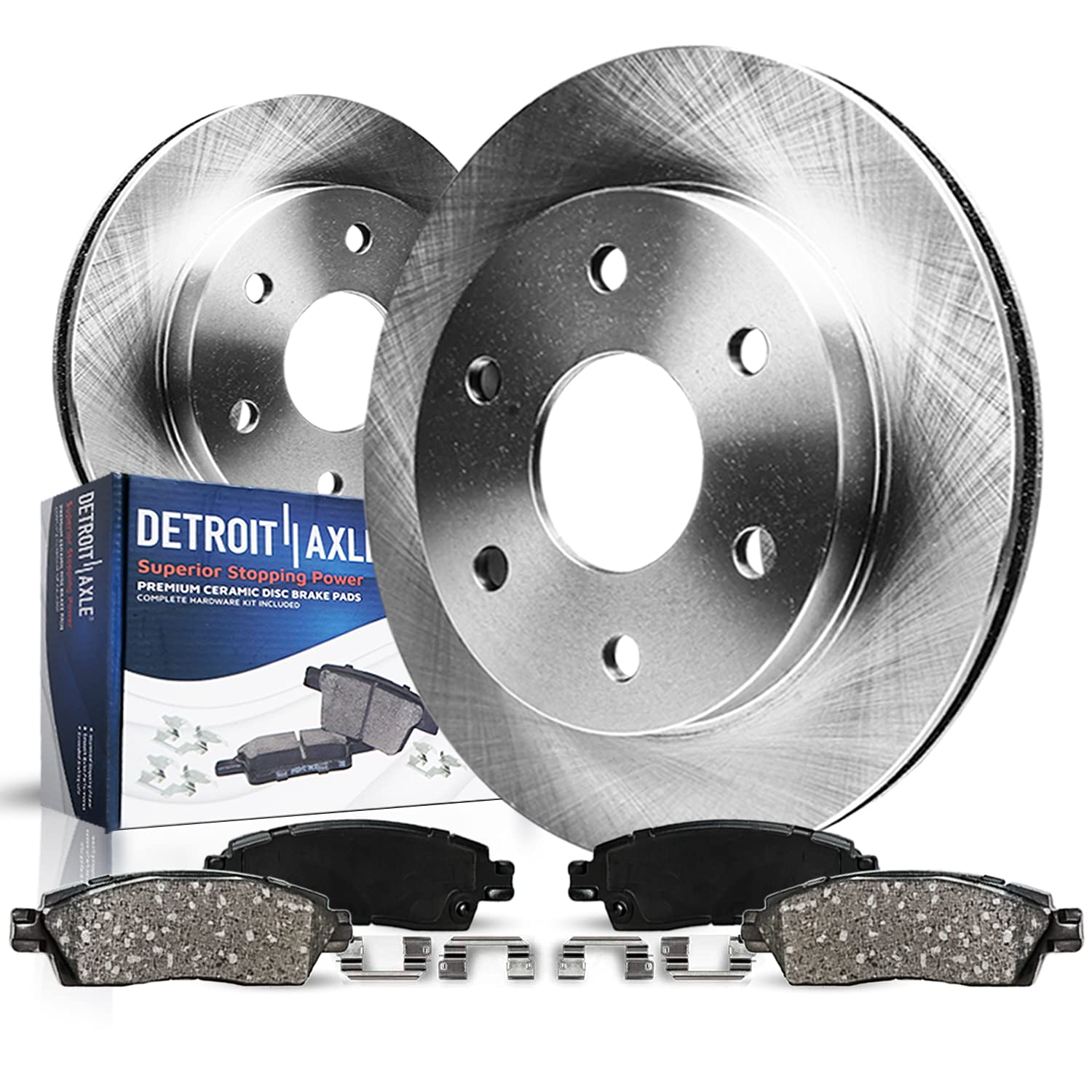 Detroit Axle - Rear Brake Kit for 08-17 Buick Enclave Chevy Traverse 07-16 GMC Acadia Outlook Disc Brake Rotors 2008 2009 2010 2011 2012 2013 2014 2015 2016 Ceramic Brakes Pads Replacement