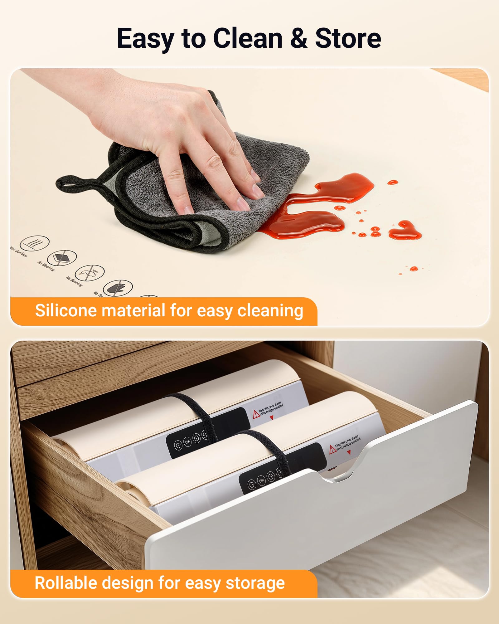 Warming Mat for Food, 2 Pack Food Warming Mat, Electric Warming Tray for Buffets Party with 7 Adjustable Temperature, 6 Timer, Fast Heating Silicone Food Warmer for Parties Home Travel Countertop