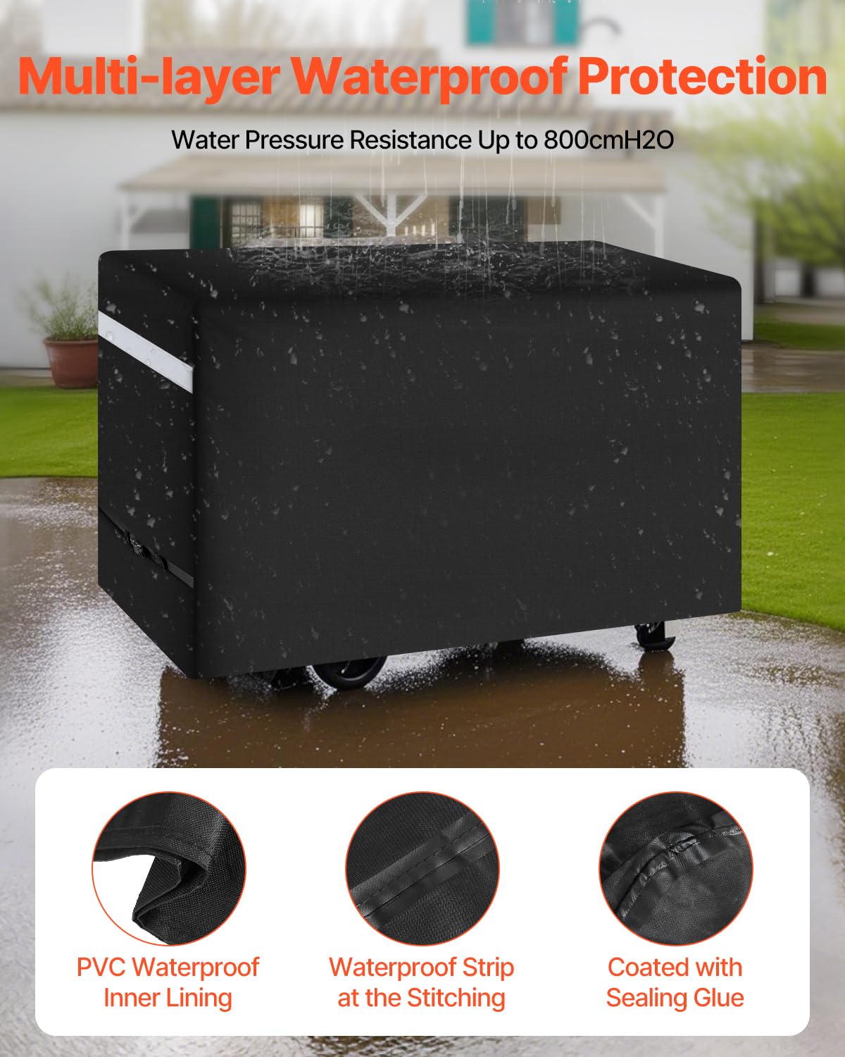 VEVOR Grill Cover, 59 inch BBQ Covers for Outdoor Grills, Waterproof, Fade Resistant, Weather Resistant Heavy Duty 600D Polyester, Easy On/Off, with Secure Buckles, Black