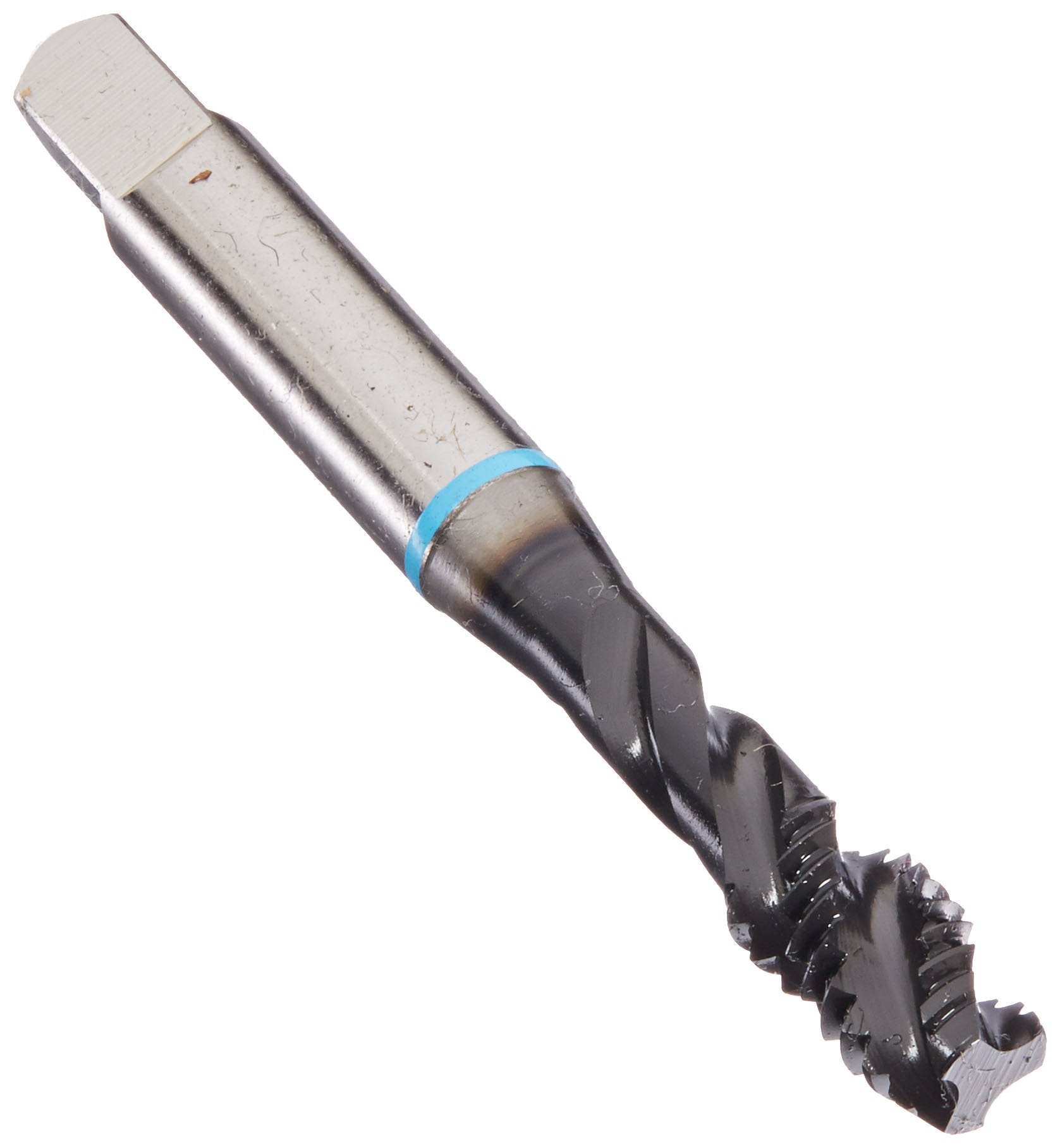 YG-1 BI Series Super HSS Spiral Flute Tap, Hardslick Coated, Round Shank with Square End, Modified Bottoming Chamfer, 5/16"-18 Thread Size, H5 Tolerance