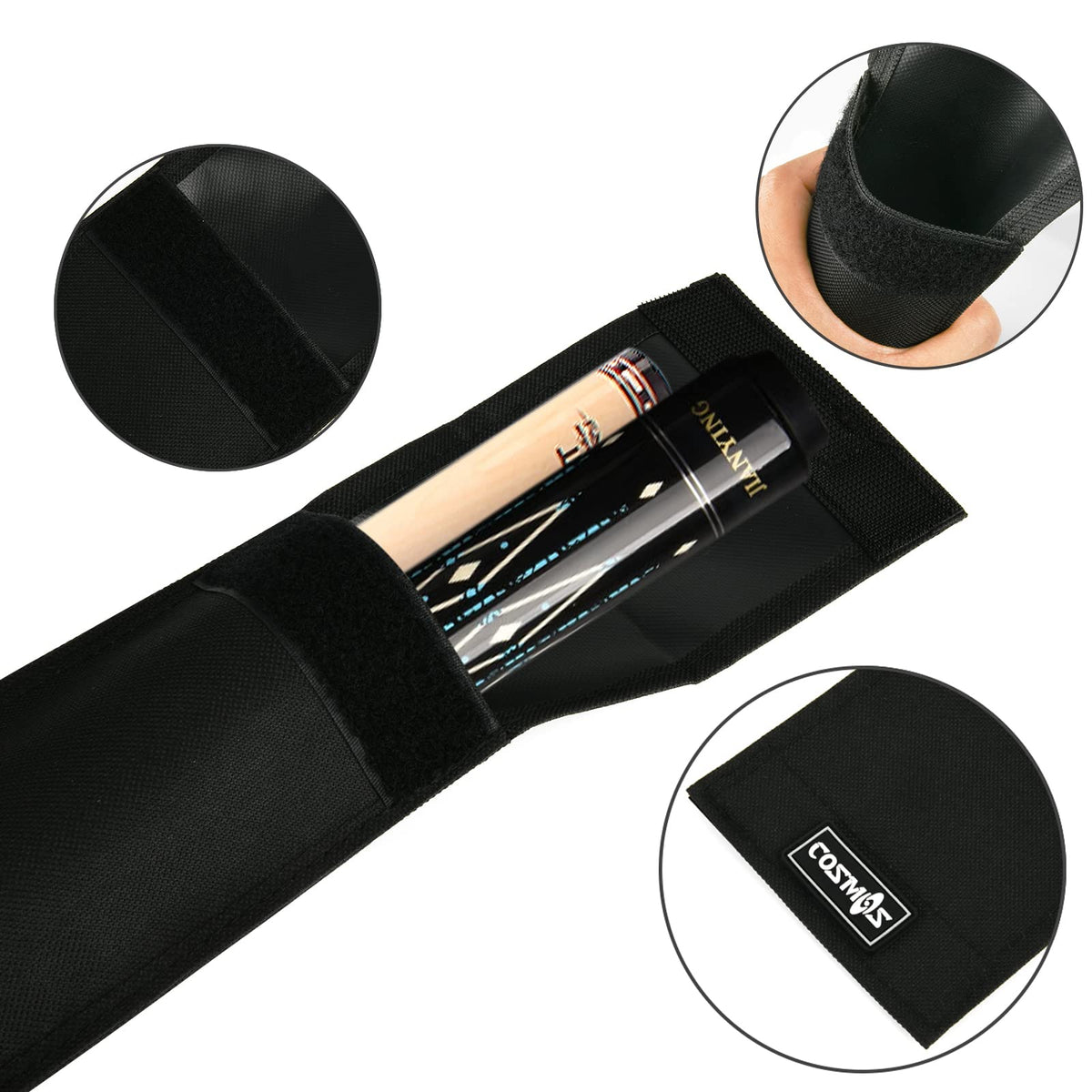 Cosmos Cue Stick Carrying Bag for 1/2 Billiard Stick Storage, 32 Inches Black Color, with Mini Zipper Storage Pouch