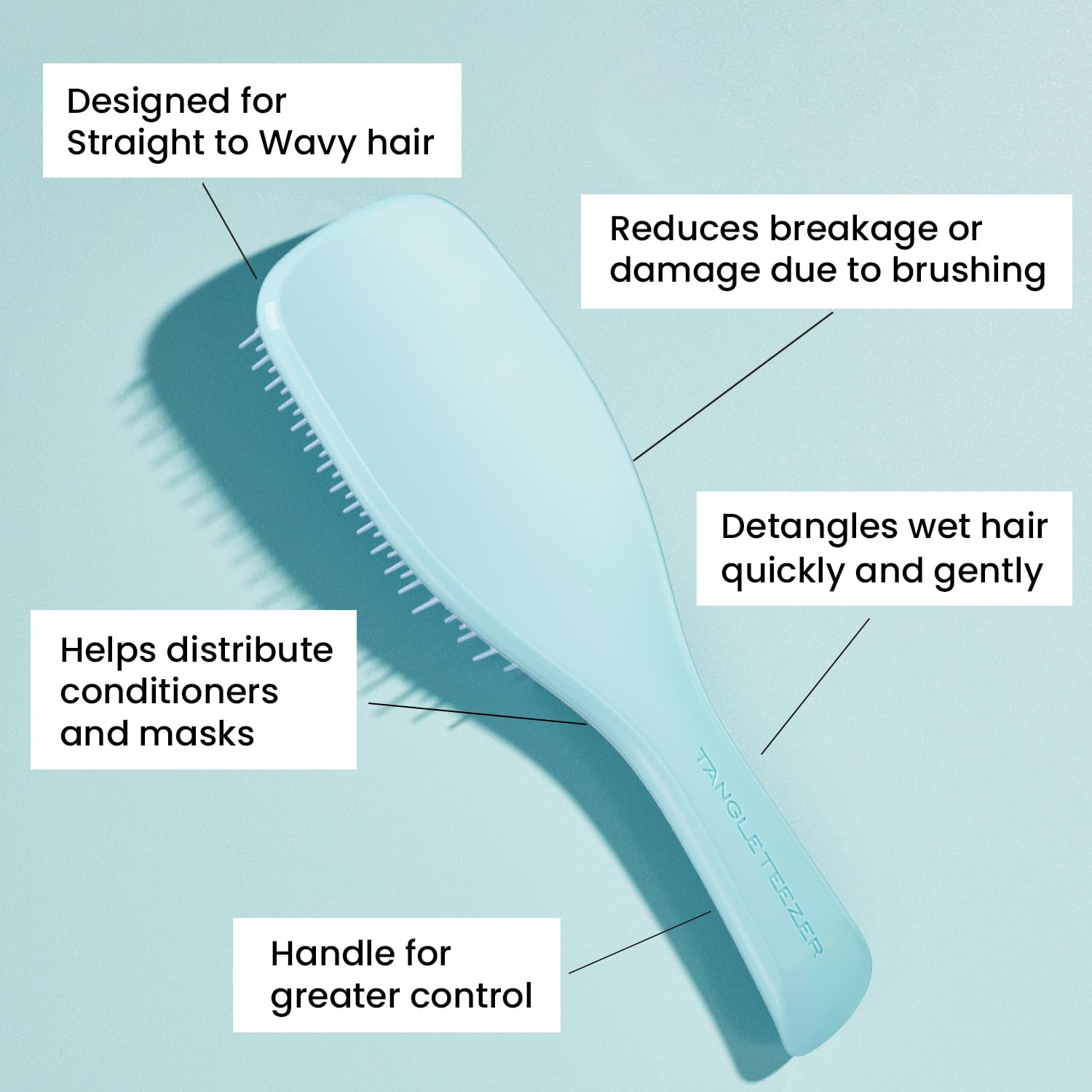 Tangle Teezer Ultimate Detangler Hairbrush for Wet & Dry Hair, Eliminates Knots & Reduces Breakage for All Hair Types, Denim Blues