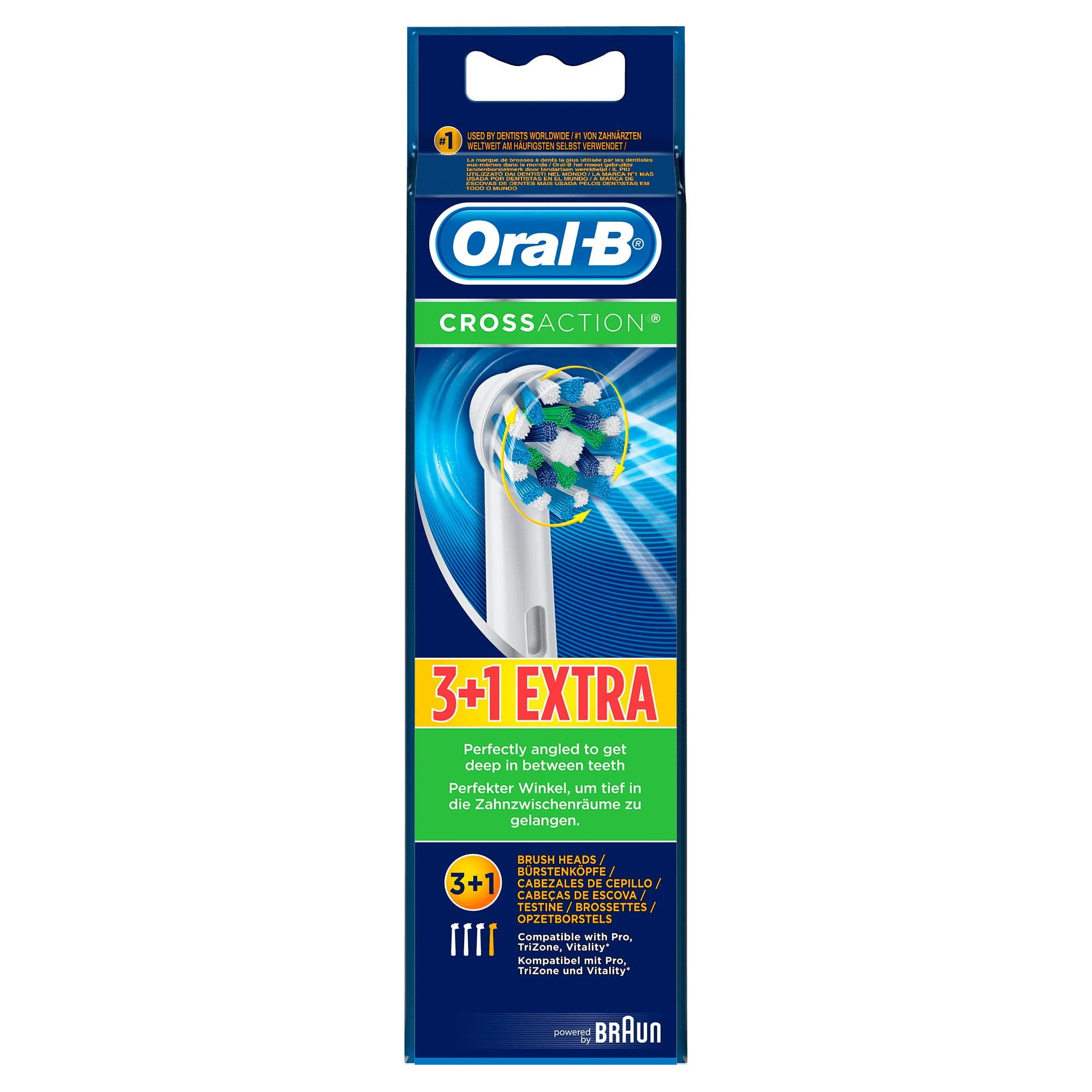 Oral-B CrossAction Toothbrush Heads - 16 Degree Bristles for Superior Cleaning