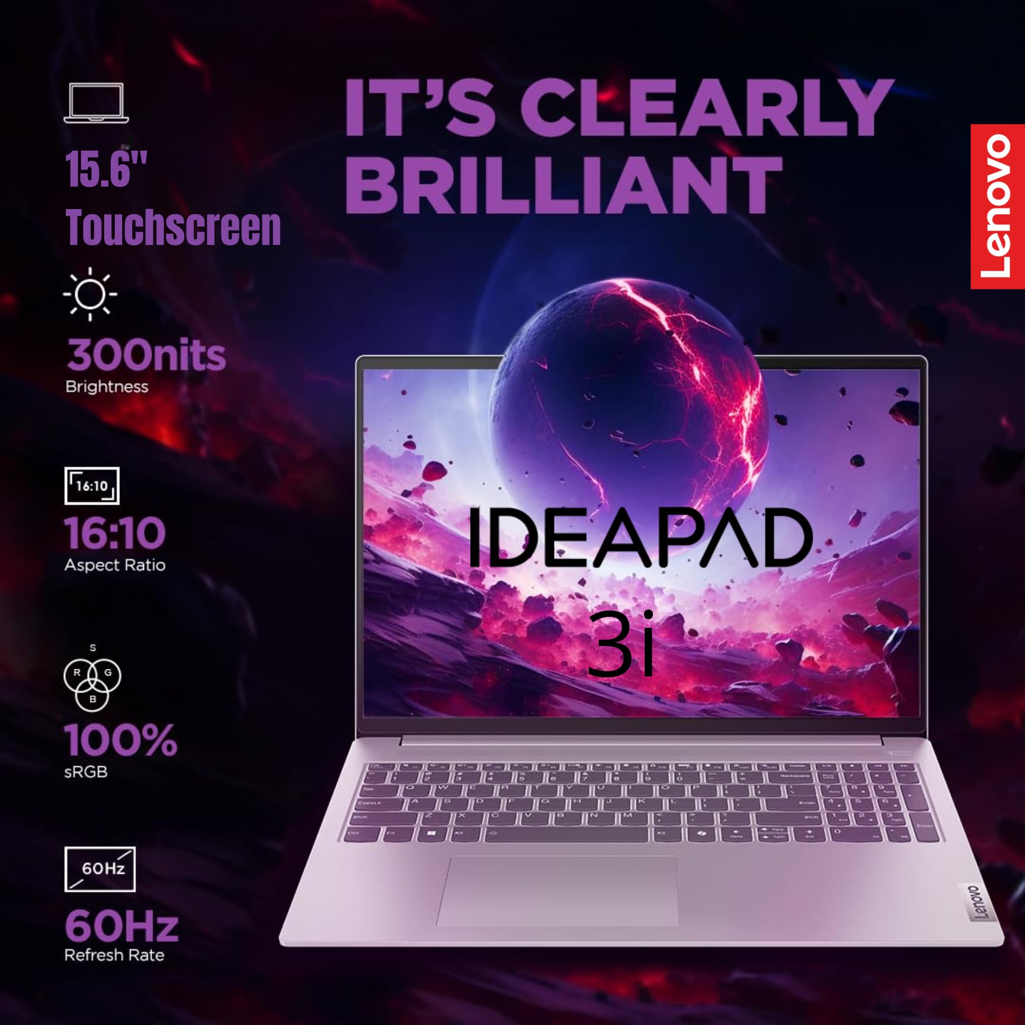 Lenovo Touchscreen Laptop with Lifetime Office 365 for The Web - IdeaPad 3i - Intel Core i3 Processor - 15.6“ Full HD - 8GB RAM - 256GB SSD - Bluetooth - Webcam - Windows 11 no Mouse
