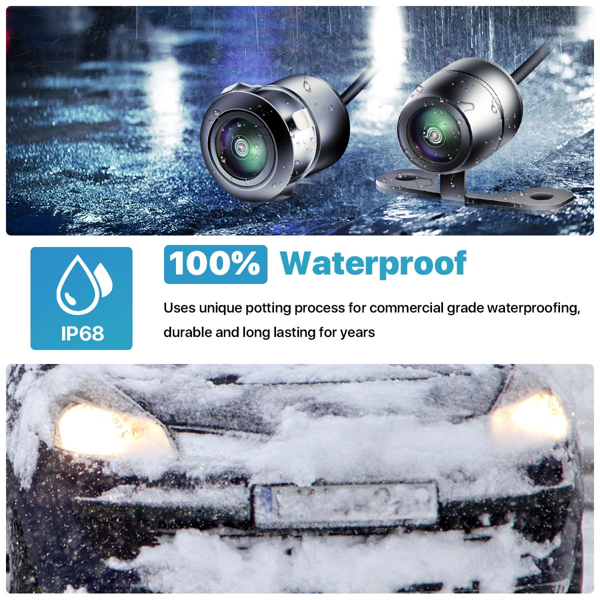 AHD 1080P Backup Camera, Universal Flush Mount Reverse Rear Front Side View Camera for Cars Pickup SUVs RVs Vans TTXSCAM-E01, WORKS with MONITORS SUPPORTS AHD 1080P 25HZ/PAL Video Signal