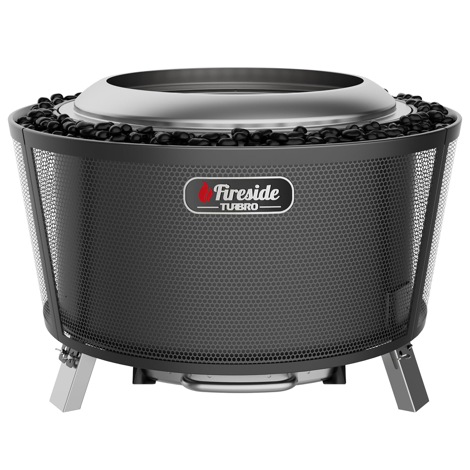 TURBRO 29 Inch Smokeless Fire Pit for Outdoor Wood Burning, Stainless Steel Camping Stove with Stand, Removable Ash Pan, Waterproof Storage Bag, Pluto R29, Black