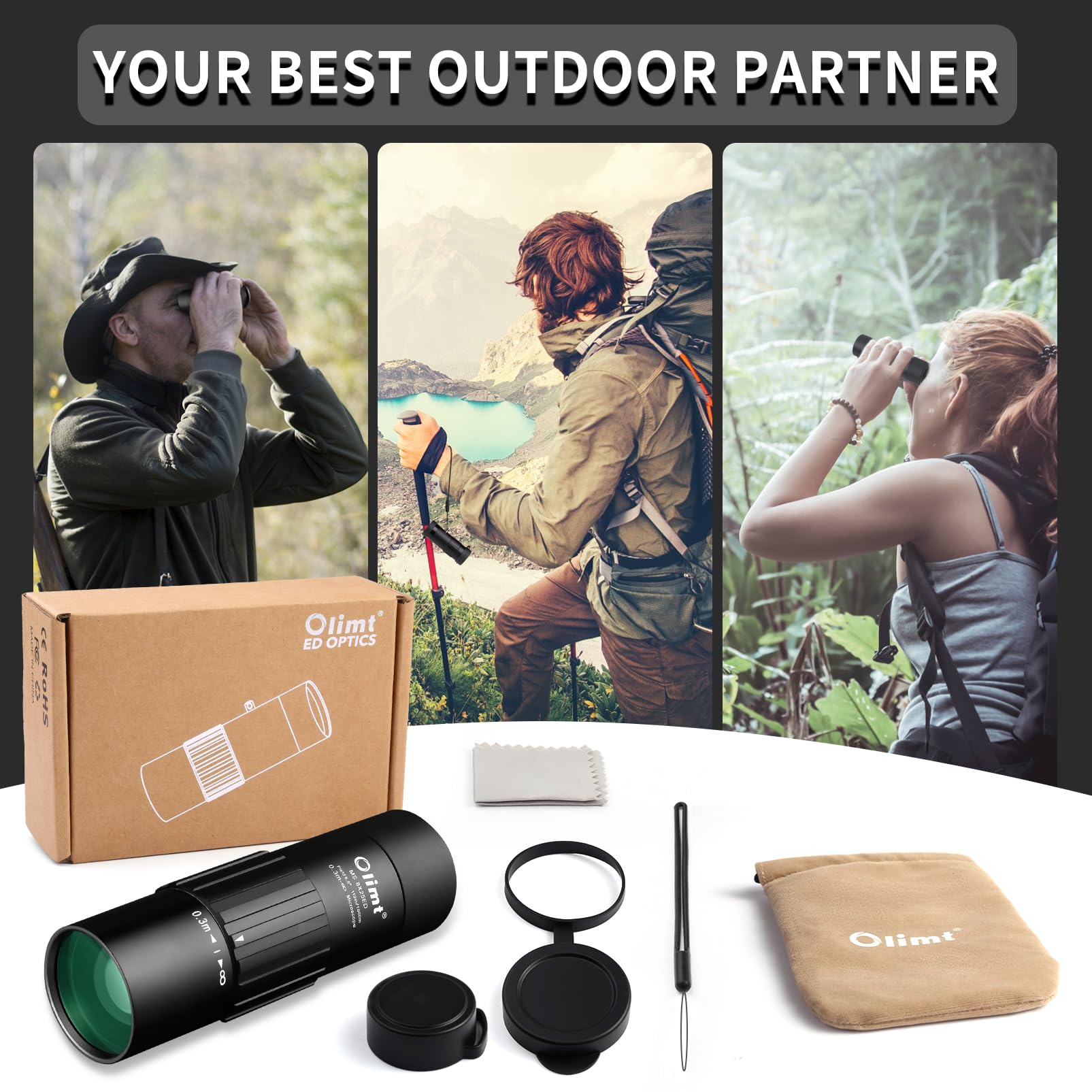 Olimt 8x25 Monocular Telescope, Mini Pocket Compact Small Size Portable Handheld Lightweight ED Glass Wide Angle View Waterproof Monoscope for Adults Hiking Camping Backpacking Outdoor Travel Hunting