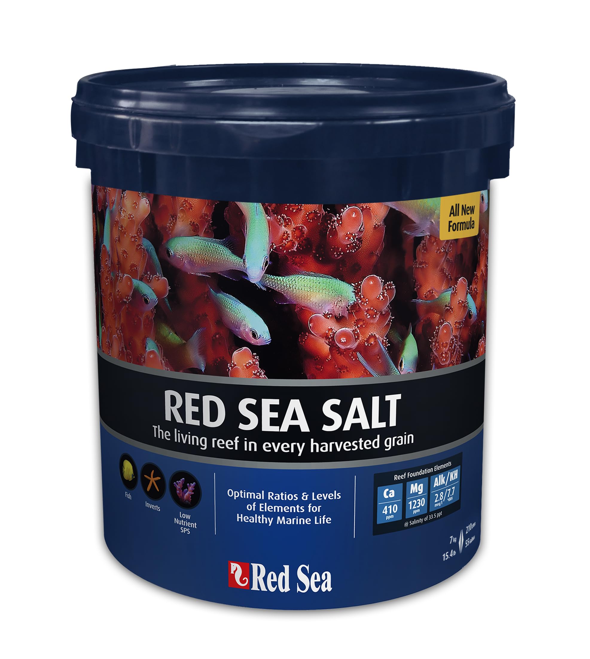 Red Sea Reef Salt Mix Small Bucket | Makes 55 Gallons Complete Marine Saltwater Aquarium Advanced Formula Optimal Coral Health & Stability