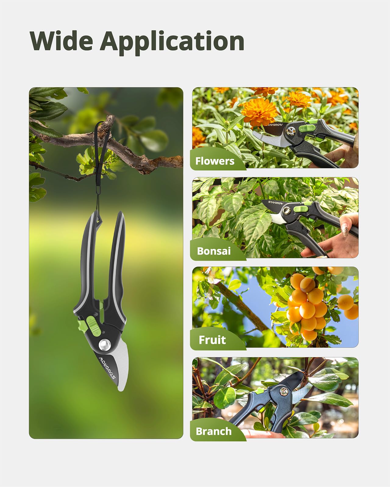 Pruning Shears for Gardening - 8.5" SK5 Garden Shears Cuts 10000+ Times Staying Sharp - Garden Scissors with One-handed Unlocking & Adjustable Handle- Garden Clippers Gardening Gifts for Men Women