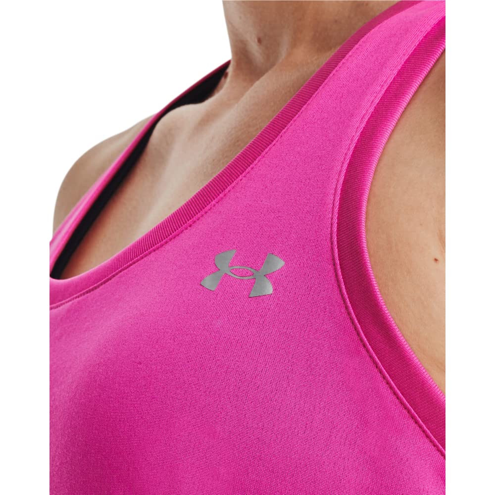 Under Armour Women's Tech Solid Tank Top, (652) Rebel Pink / / Metallic Silver, Small