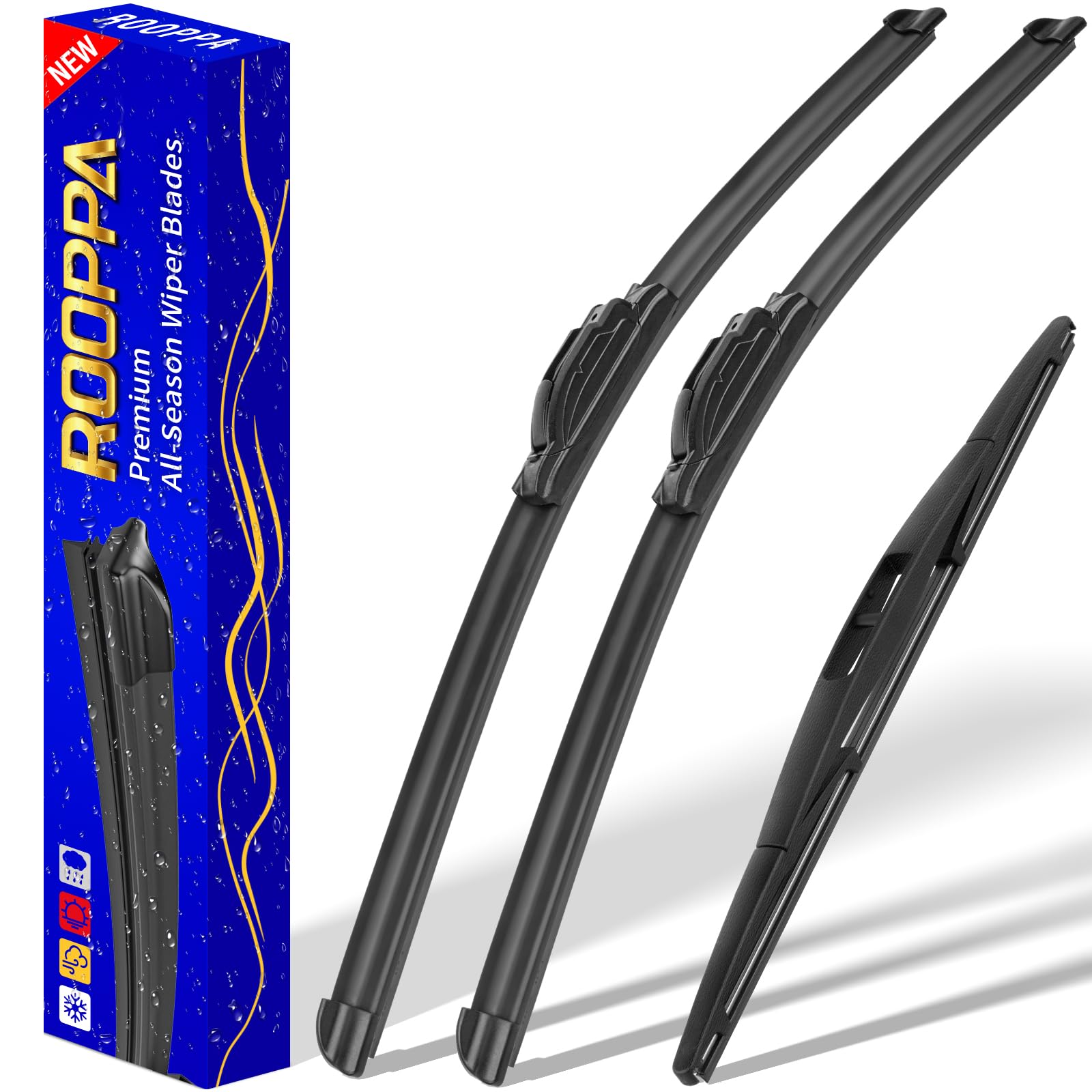 3 wipers Replacement for 2009-2020 Honda Fit, Windshield Wiper Blades Original Equipment Replacement - 28"/14"/14" (Set of 3) U/J HOOK