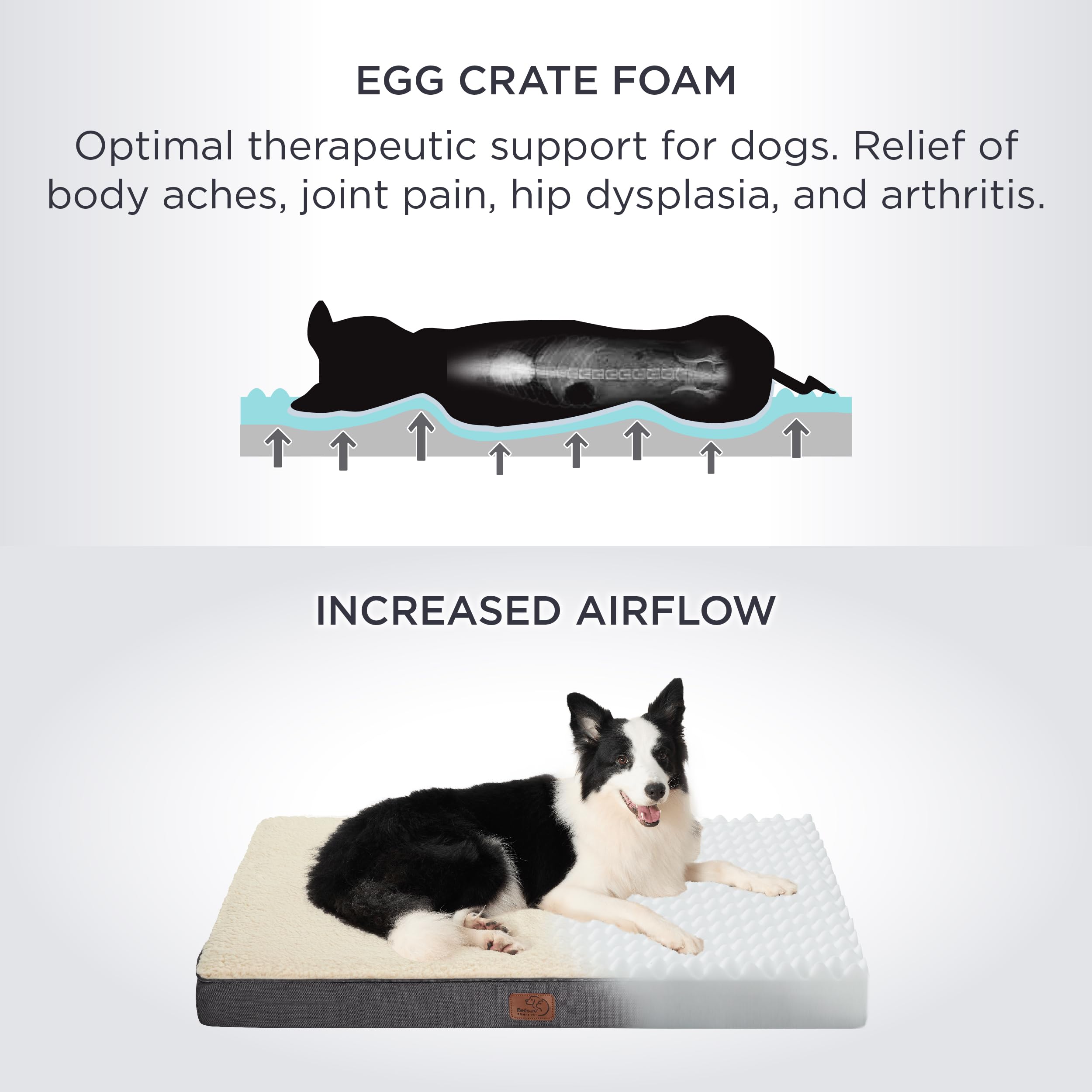 Bedsure Dog Bed for Large Dogs - Big Orthopedic Dog Bed with Removable Washable Cover, Egg Crate Foam Pet Bed Mat, Suitable for Dogs Up to 65 lbs