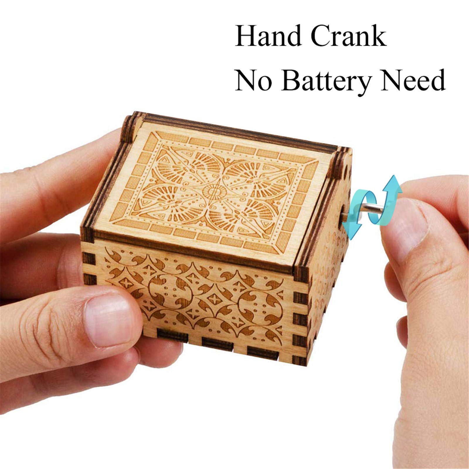 Can't Help Falling in Love Wood Music Box Hand-Operated Antique Engraved Cute Musical Boxes Gift for Love One, Boyfriend, Girlfriend, Husband,Wife Birthday/Wedding Day/Christmas Day Present
