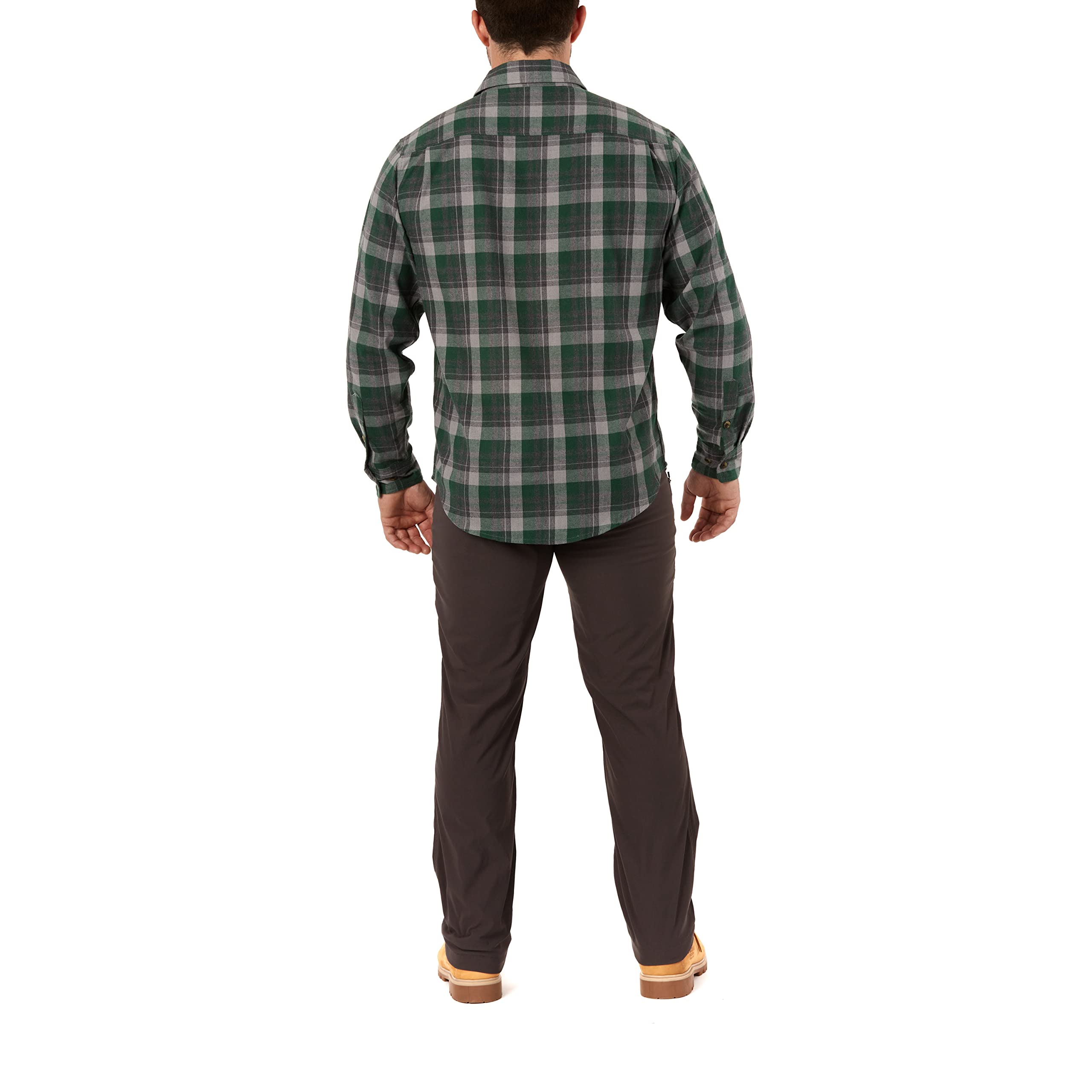 Smith's Workwear mens Plaid Two Pocket Flannel Button Down Shirt, Heather Viridian-365, X-Large US