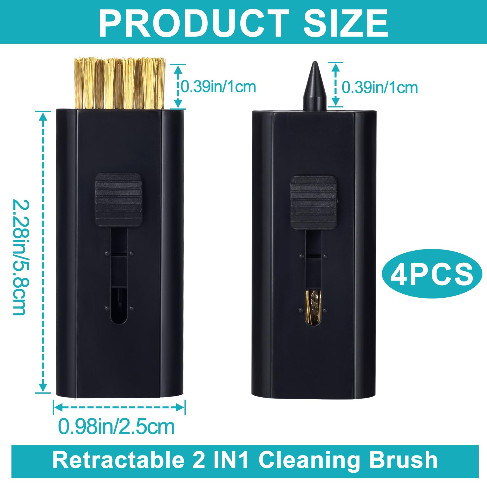PAGOW 4 Pack Pocket Retractable Golf Club Cleaner Brush, Double Sided Golf Club Brush Groove Cleaner, Portable Golf Club Cleaning Wire Brush Tool, Must Have Golf Bag Accessories Golf Gifts (Black)
