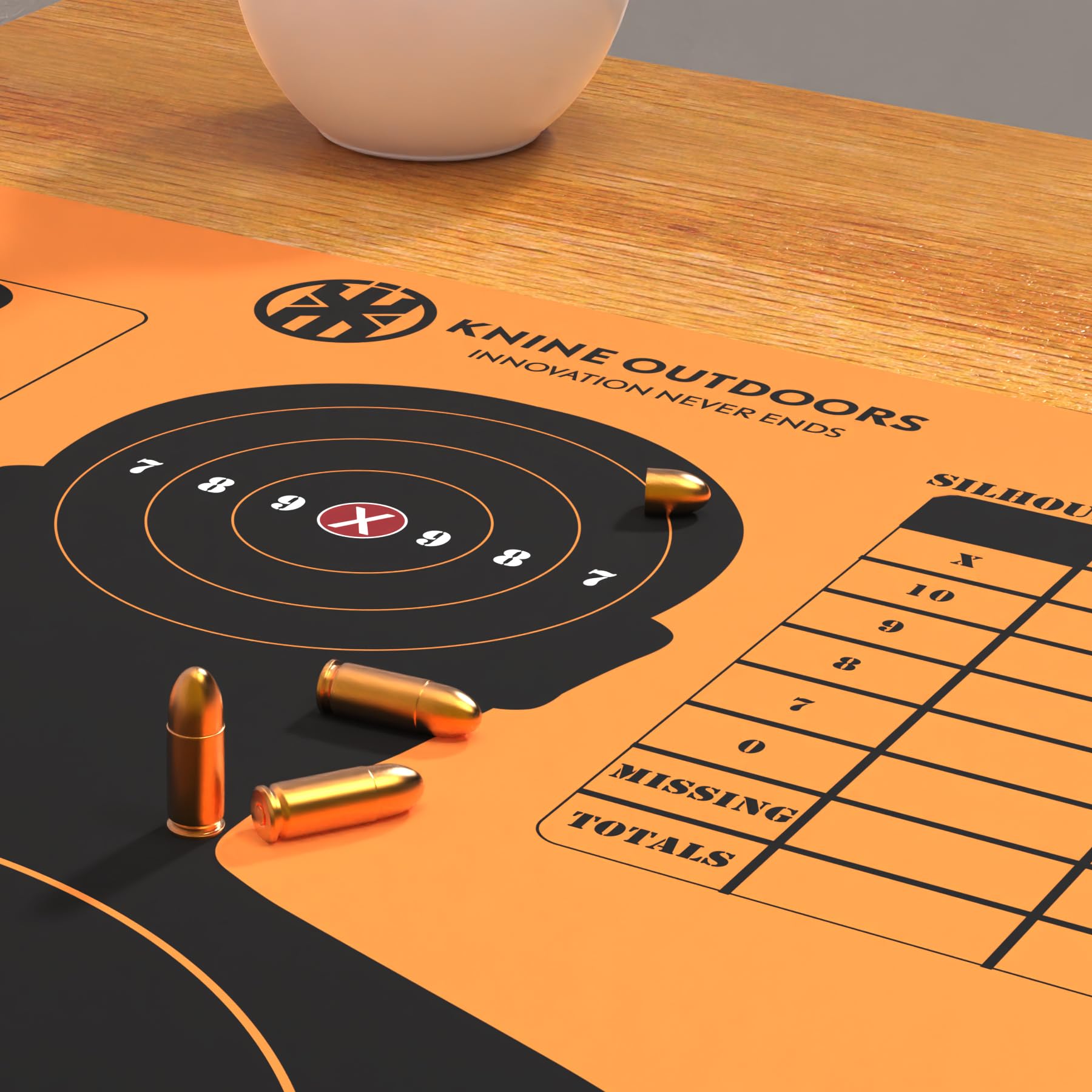 KNINE OUTDOORS Shooting Paper Targets for Shooting Range, 23 x35 inch, Bulk for Hunting, Handguns, Pistols, Rifles, Silhouette with Red Bullseye, Orange Design (10 Pack)