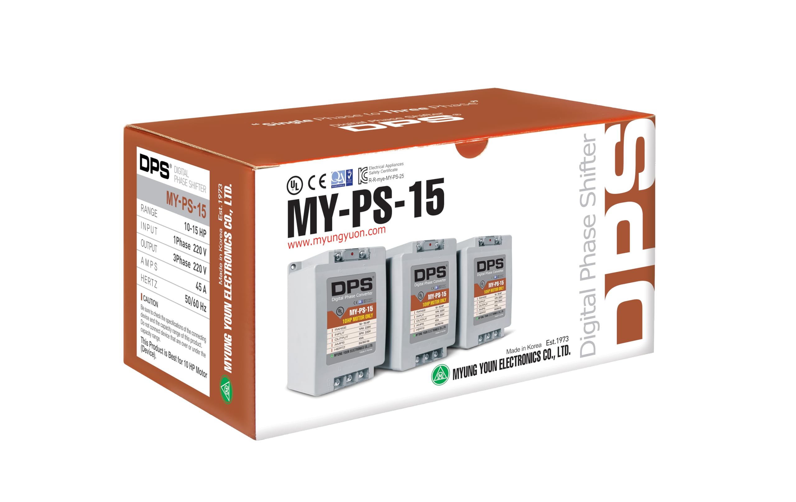 DPS 15HP MY-PS-15 Used for 10HP(7.5kW) 30A Motor, Single to 3 Phase Converter, 1 DPS Must Be Used for 1 Motor Only, Input/Output 200-240V, UL Listed