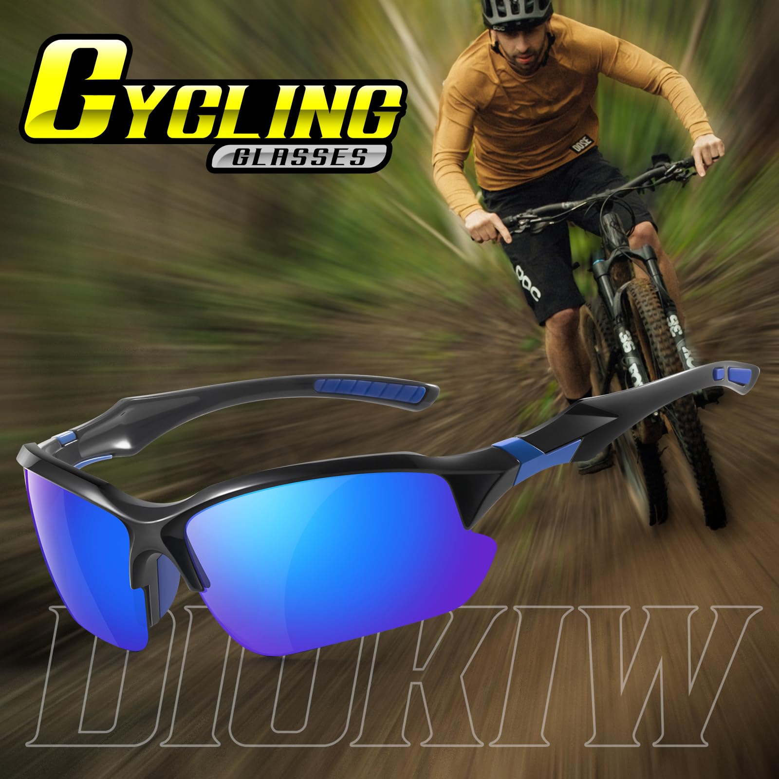 DioKiw 3PACK Sports Polarized Sunglasses for Men Cycling Running Fishing UV400 Protection Sun Glasses Lightweight Half Frame Goggles