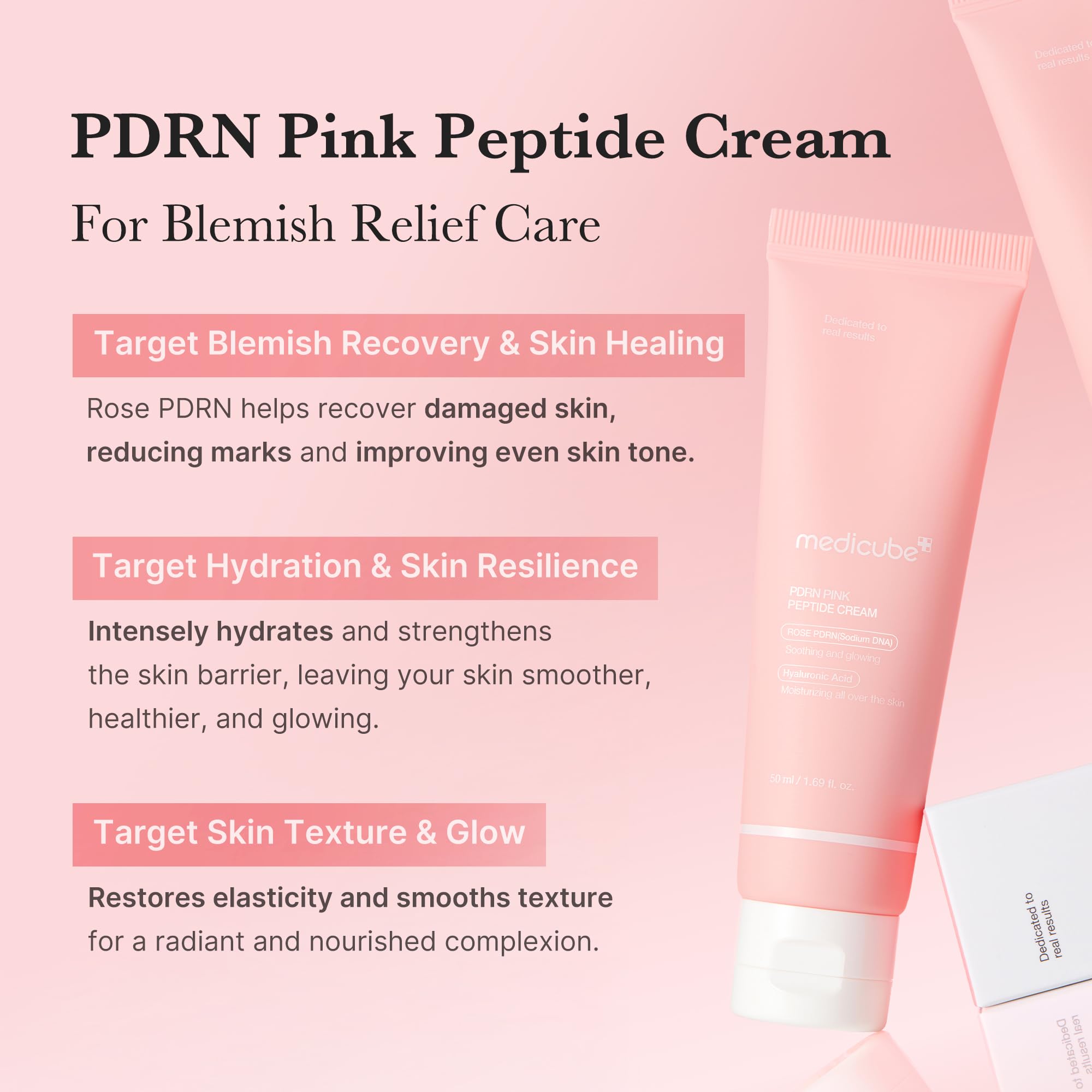 medicube PDRN Pink Hyaluronic Moisturizing Cream | Blemish Recovery, Relief & Hydrating Care | Restores Skin Elasticity & Glow | Korean Skincare for Even Skin Tone & Pore Care | 50ml / 1.69 fl.oz.