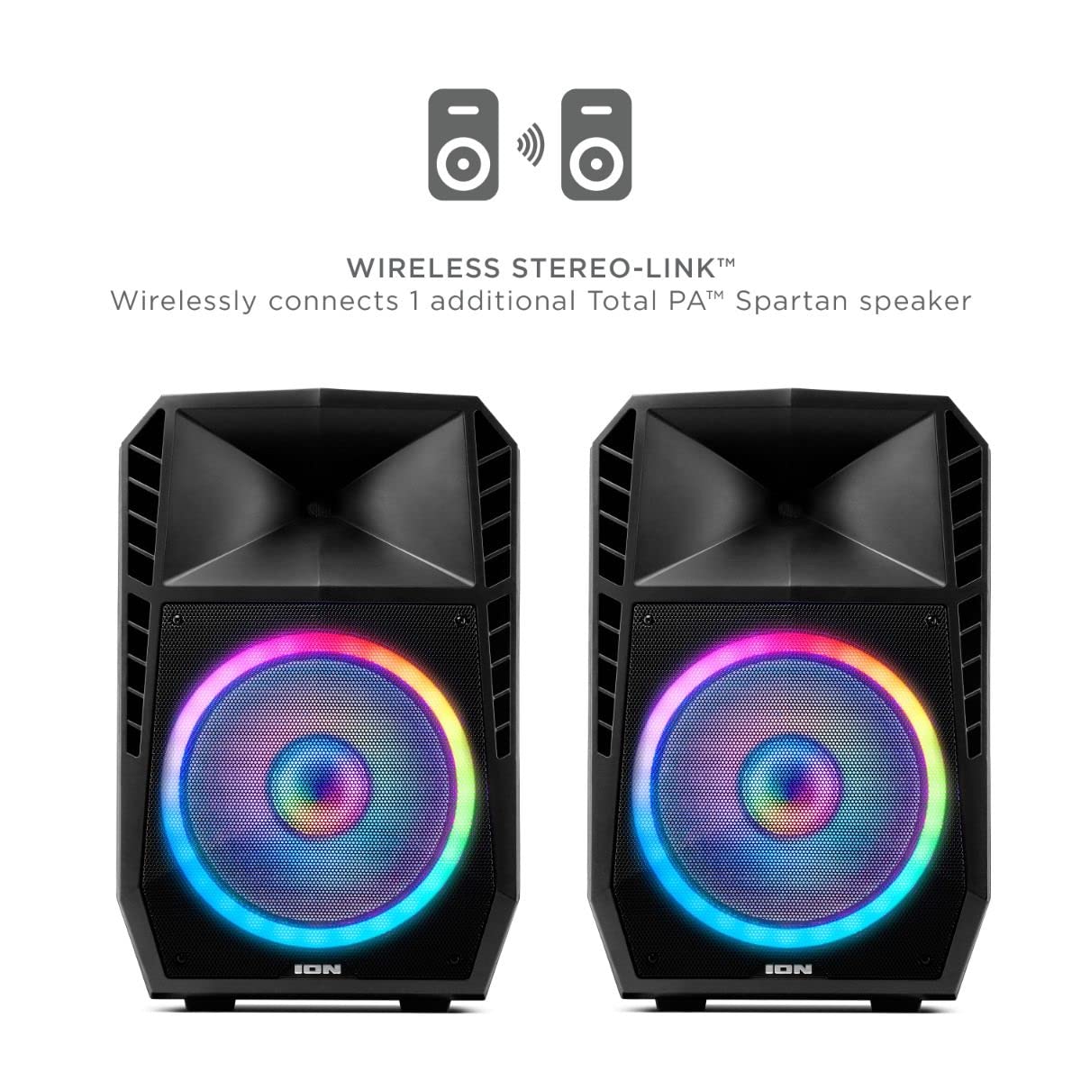 ION Audio Total PA Spartan High-Power Bluetooth Speaker System with Premium Audio, Party Lights and Microphone (Renewed)