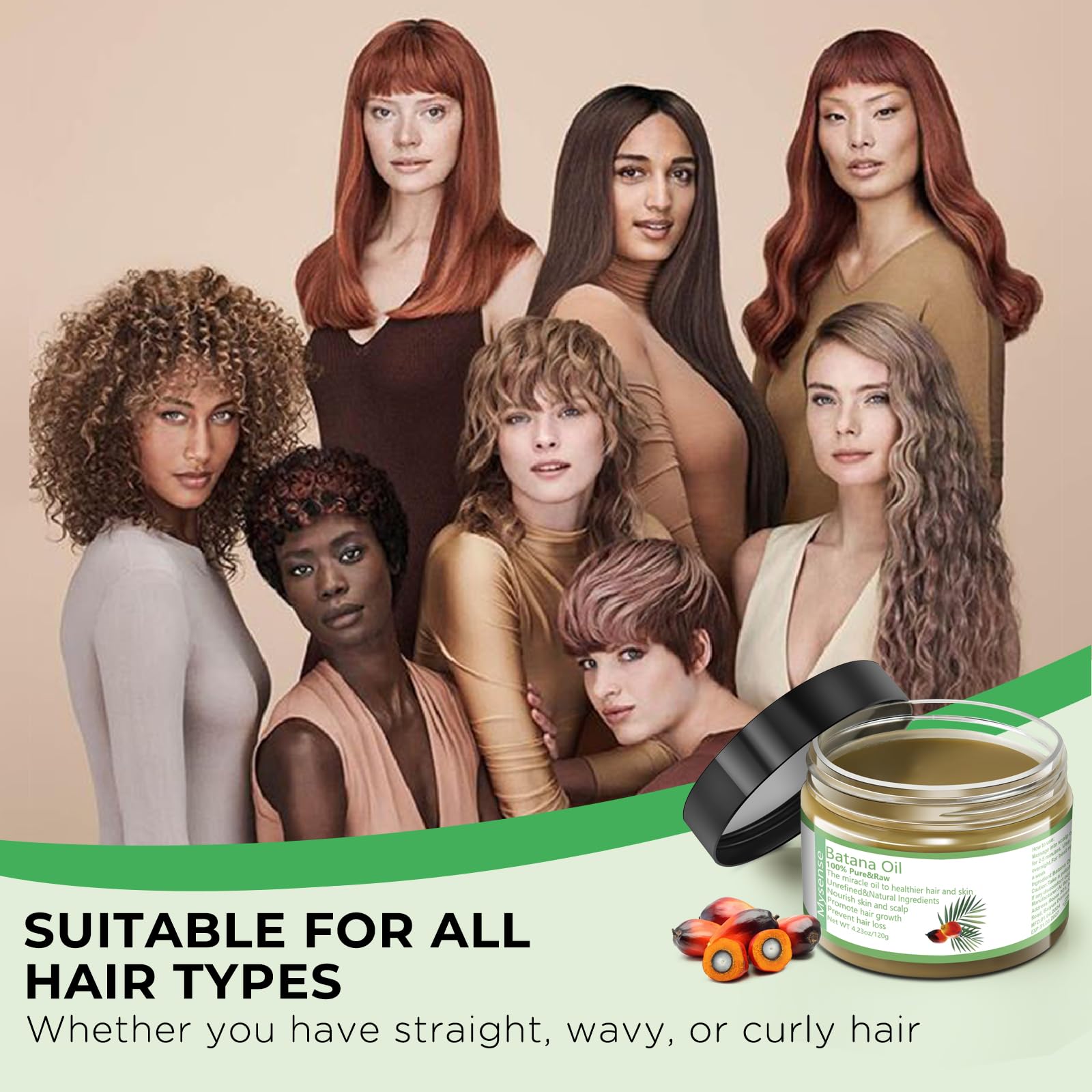 Mysense Raw Batana Oil, 100% Pure Unrefined and Organic Growth Oil from Honduras, Scalp Care for Women & Men, Prevent Hair Loss, Promote Hair Thickness