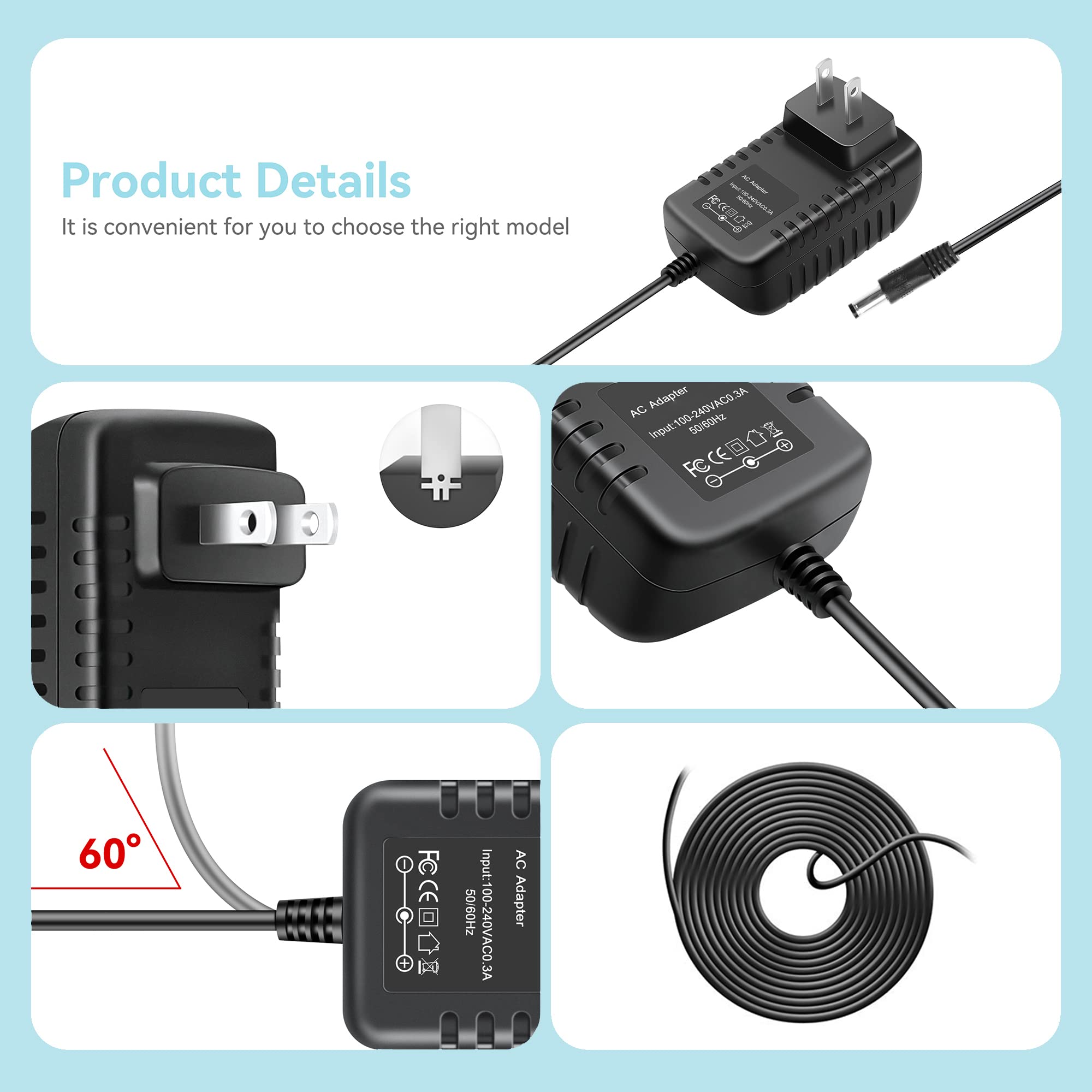 Wall AC Adapter Power Cord Compatible with RESTECK,Vellax,Medcursor,Mirakel,InvoSpa Shiatsu Back Shoulder and Neck Charger Power Supply 12V??Only Fit Compatible with 12V ??