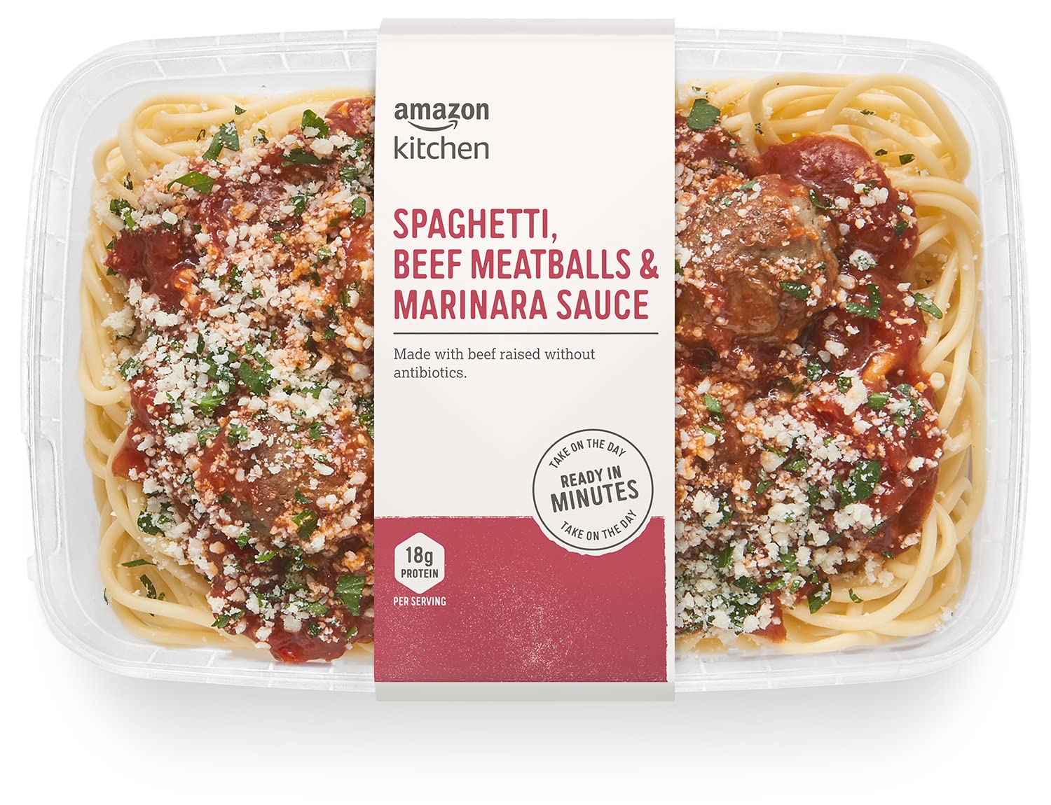 Amazon Kitchen, Spaghetti, Beef Meatballs & Marinara Sauce, Single Serve Meal, 14 oz