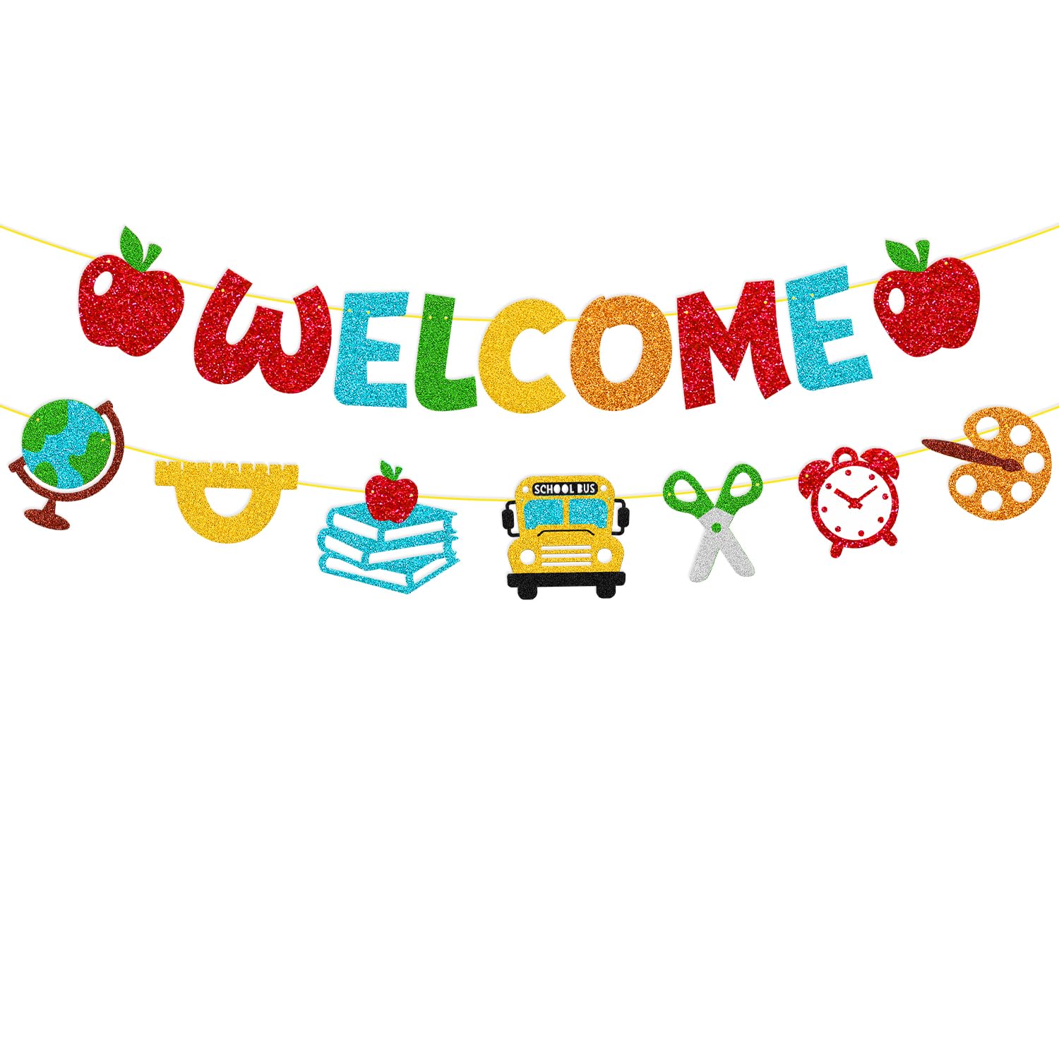 Welcome Banner First Day of School Kindergarten Preschool Party Decorations for Children Kids Celebrating Welcome Back to School Classroom Party Supplies(Colorful)