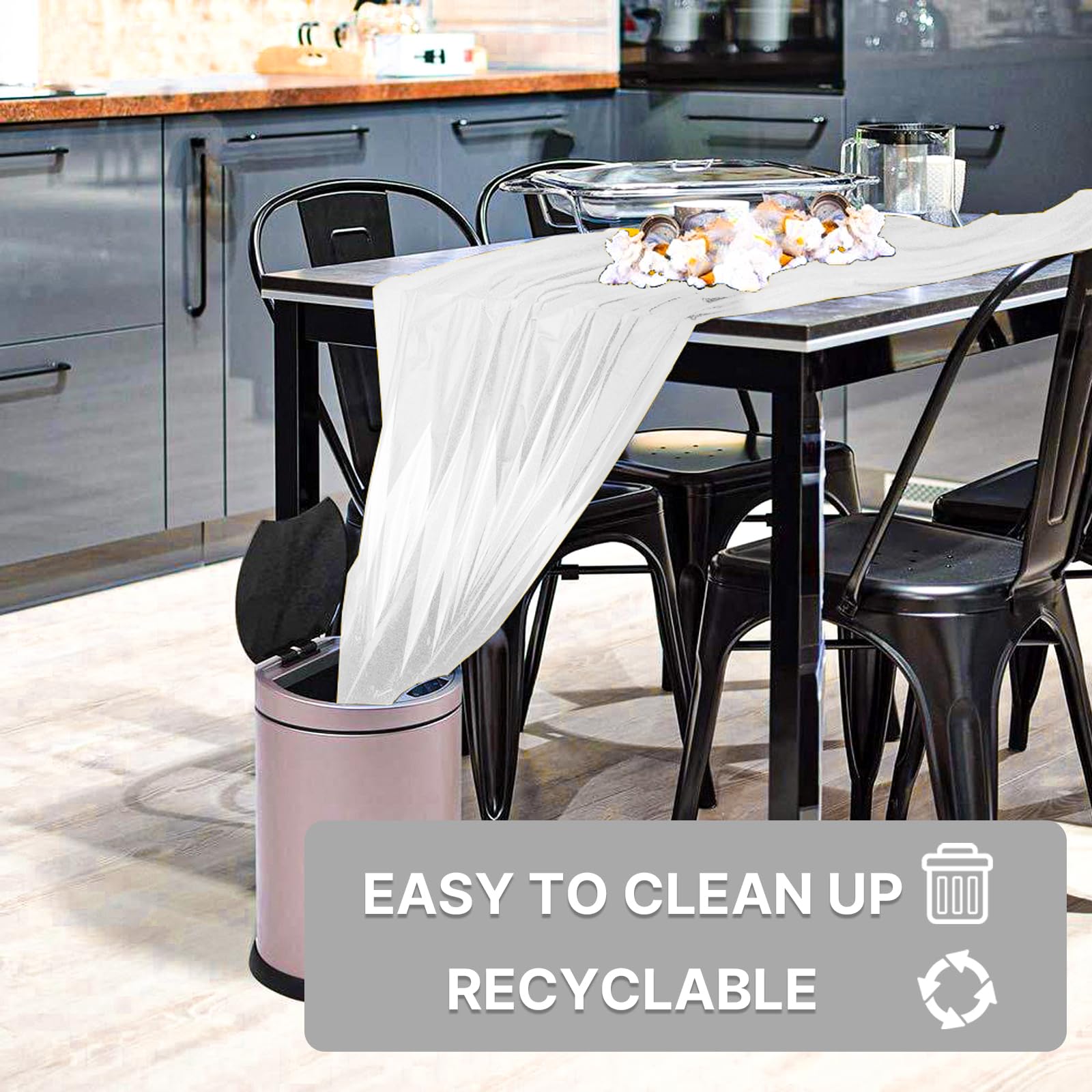 PartyWoo 3 pcs Silver Foil Table Cover, 54 x 108 Inch Rectangle Waterproof Tablecloth for 6 to 8 Foot Tables, Disposable Plastic Party Tablecloth for Graduation Wedding Birthday Party Decorations