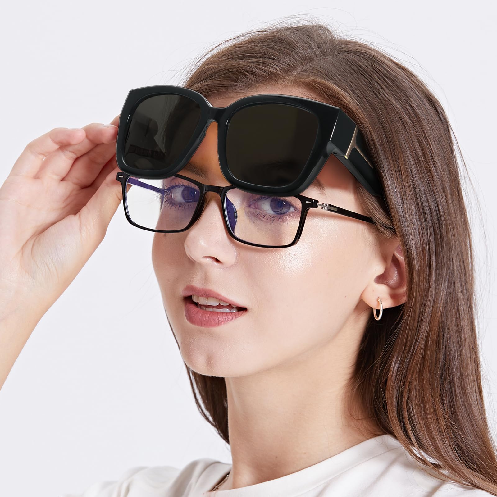 TJUTR Oversized Polarized Fit Over Glasses Sunglasses For Women, Large Trendy Square Shades For Driving with UV400 Protection