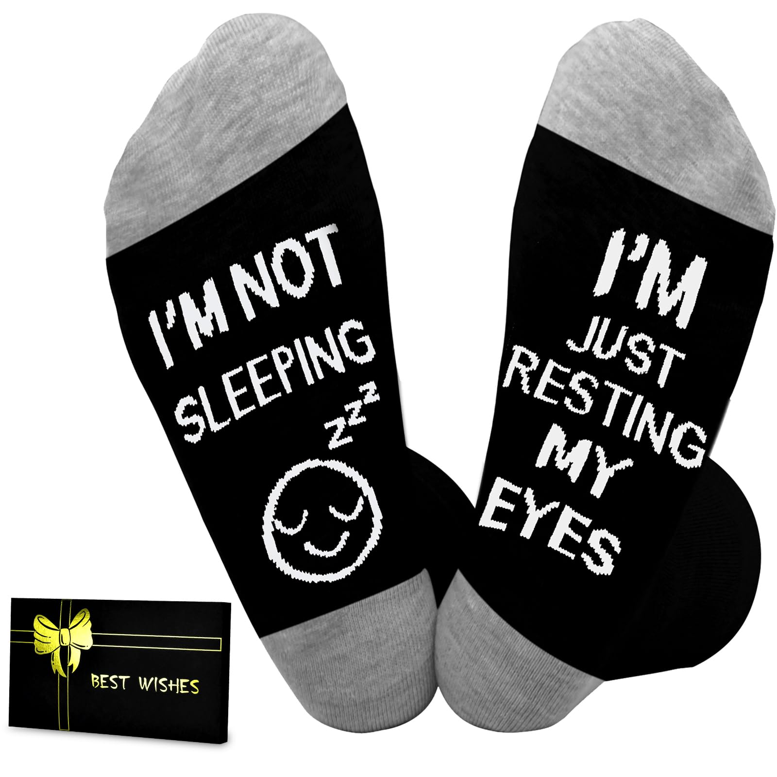 Dealswin Gifts for Dad Funny Socks: Birthday Gifts for Men Husband Garandpa, Stocking Stuffers for Men Father's Day Gifts idea, I'm Not Sleeping I'm Just Resting My Eyes Socks