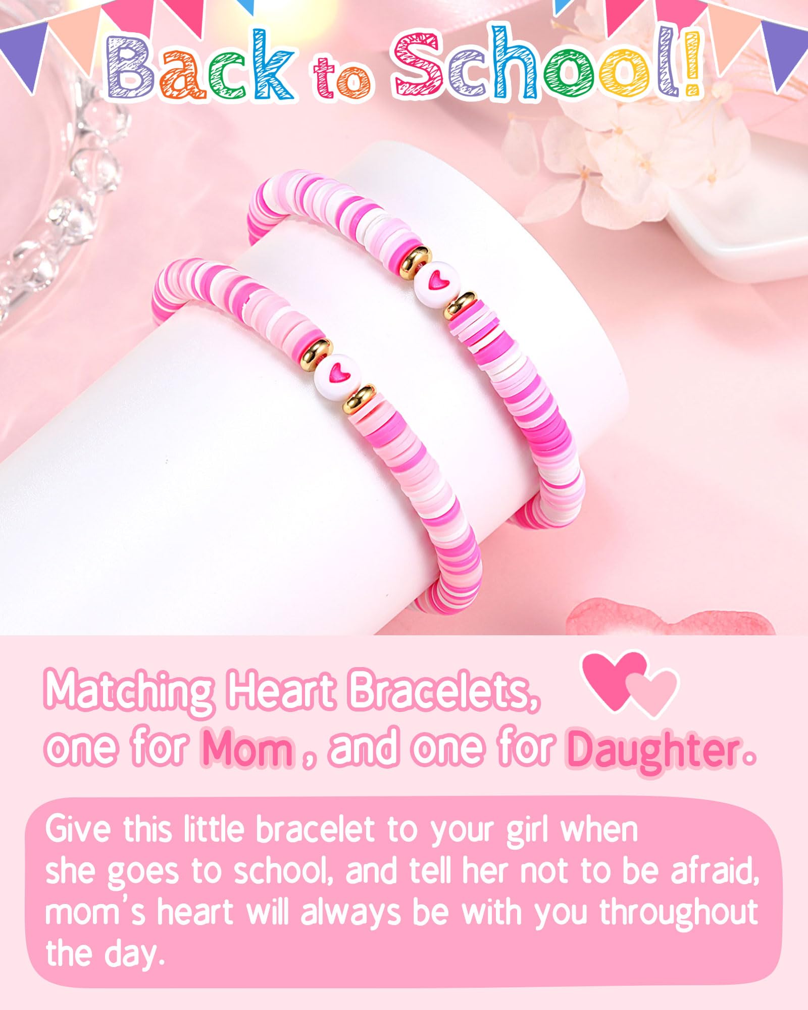 UPROMI First Day of Kindergarten Bracelet Gift, Back to School Bracelet Mommy and Me, First Day of School Bracelet Mom Mother Daughter Back to School Stuff Gifts