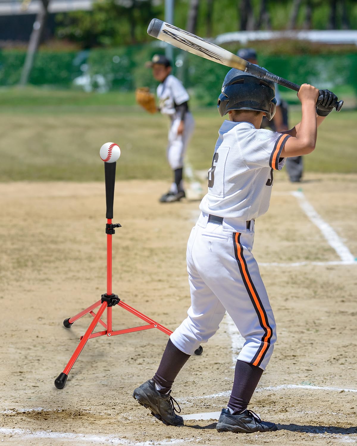 Gonex Baseball Tee Softball Tee Practice Hitting Batting Tripod Stand Rubber Tee Collapsible Portable with Carrying Bag