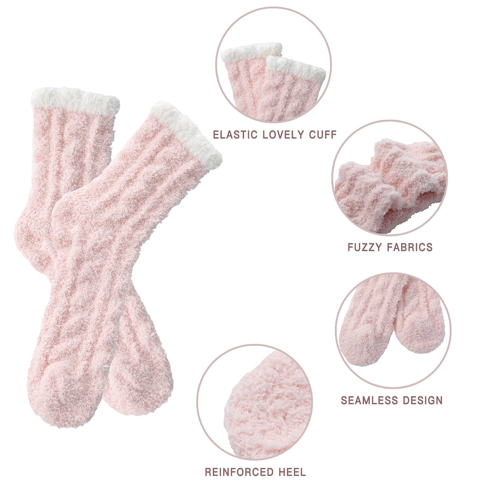 7 Pairs Fuzzy Socks - Fuzzy Socks for Women, Women's Winter Super Soft Warm Cozy Socks, Fluffy Socks Fits Most Size, Fleece-lined Slipper Socks, Candy Color Fuzzy Socks