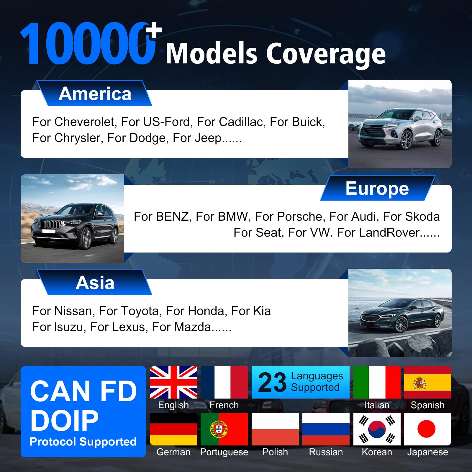 XTOOL IP616 V2.0 OBD2 Scanner Diagnostic Tool with 34+ Resets, Lifetime Free Update Scanner for Car, CAN FD & DoIP, ECU Configuration, Full Systems Scan Tool, Android 10