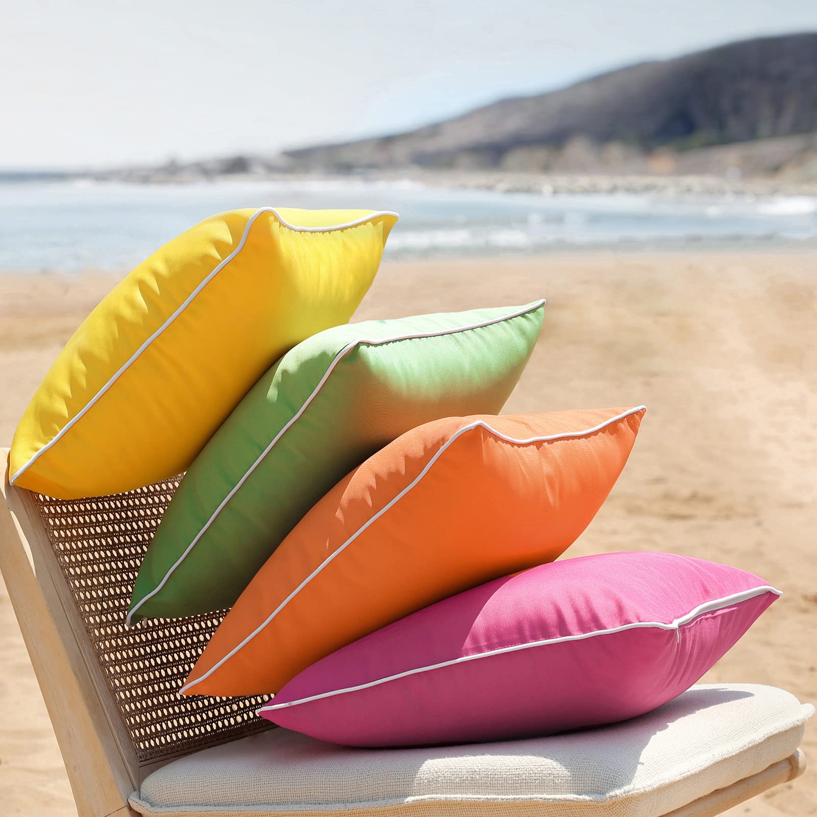 Phantoscope Pack of 2 Outdoor Waterproof Solid Throw Decorative Pillow Cover Decorative Square Outdoor Pillows Cushion Case Patio Pillows for Couch Tent Sunbrella, Forest Green 18x18 inches 45x45 cm