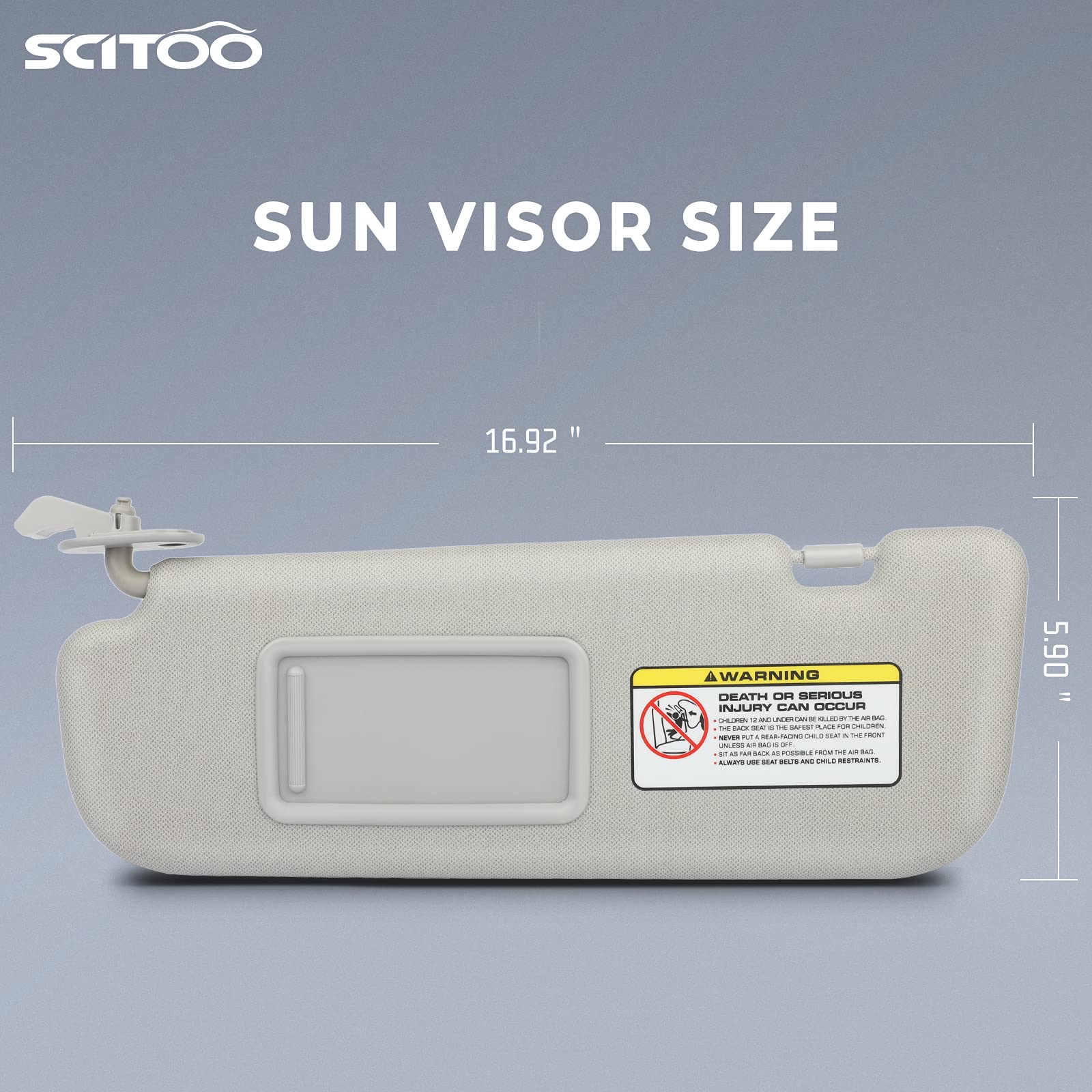 SCITOO Left Driver Side Sun Visor Assembly fit for Hyundai Elantra 2011-2015 Without Sunroof (Gray)